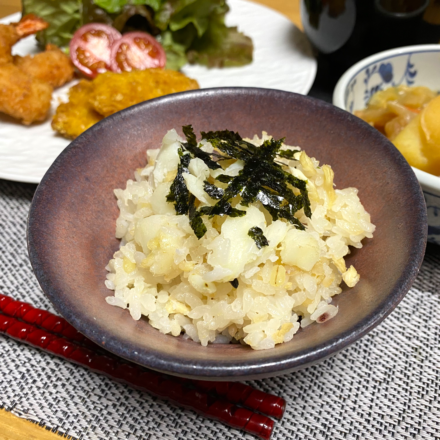 お餅を使って、百合根の炊き込みおこわ