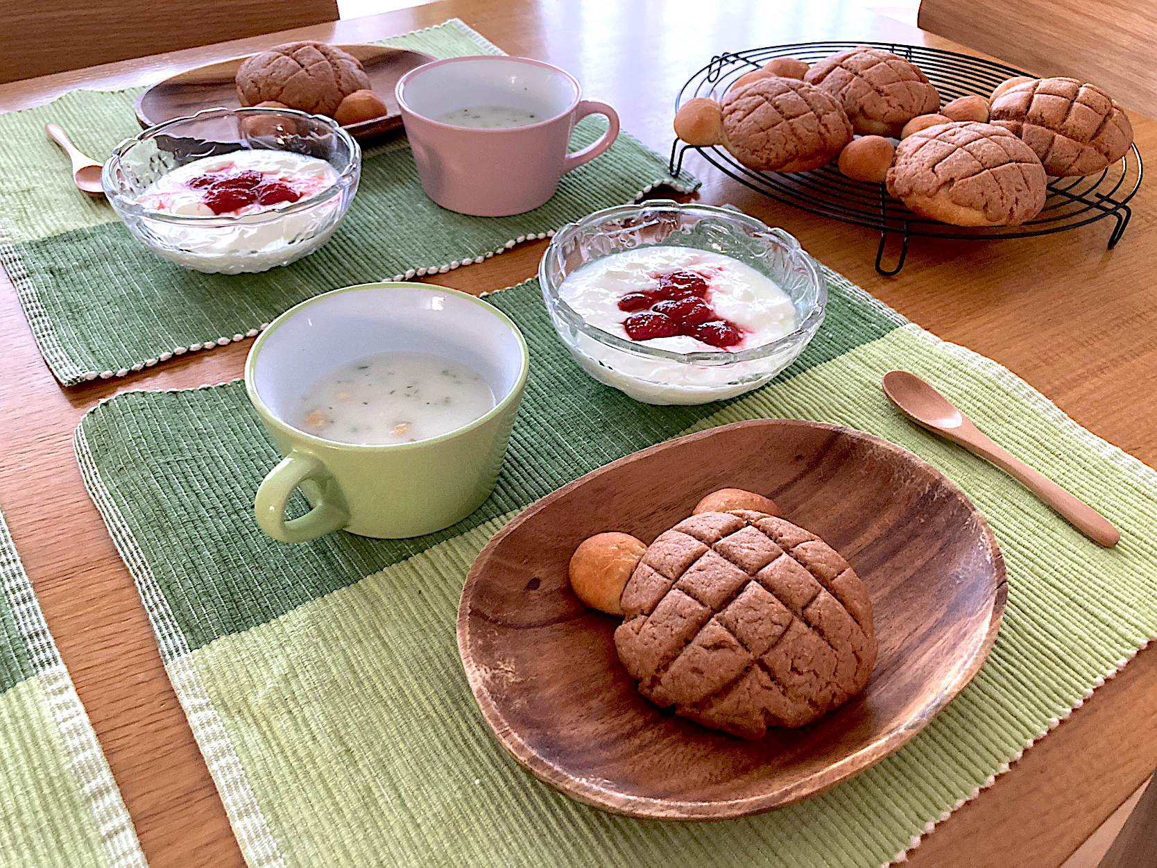 ＊くまさん🧸シナモンレーズンメロンパン朝食＊