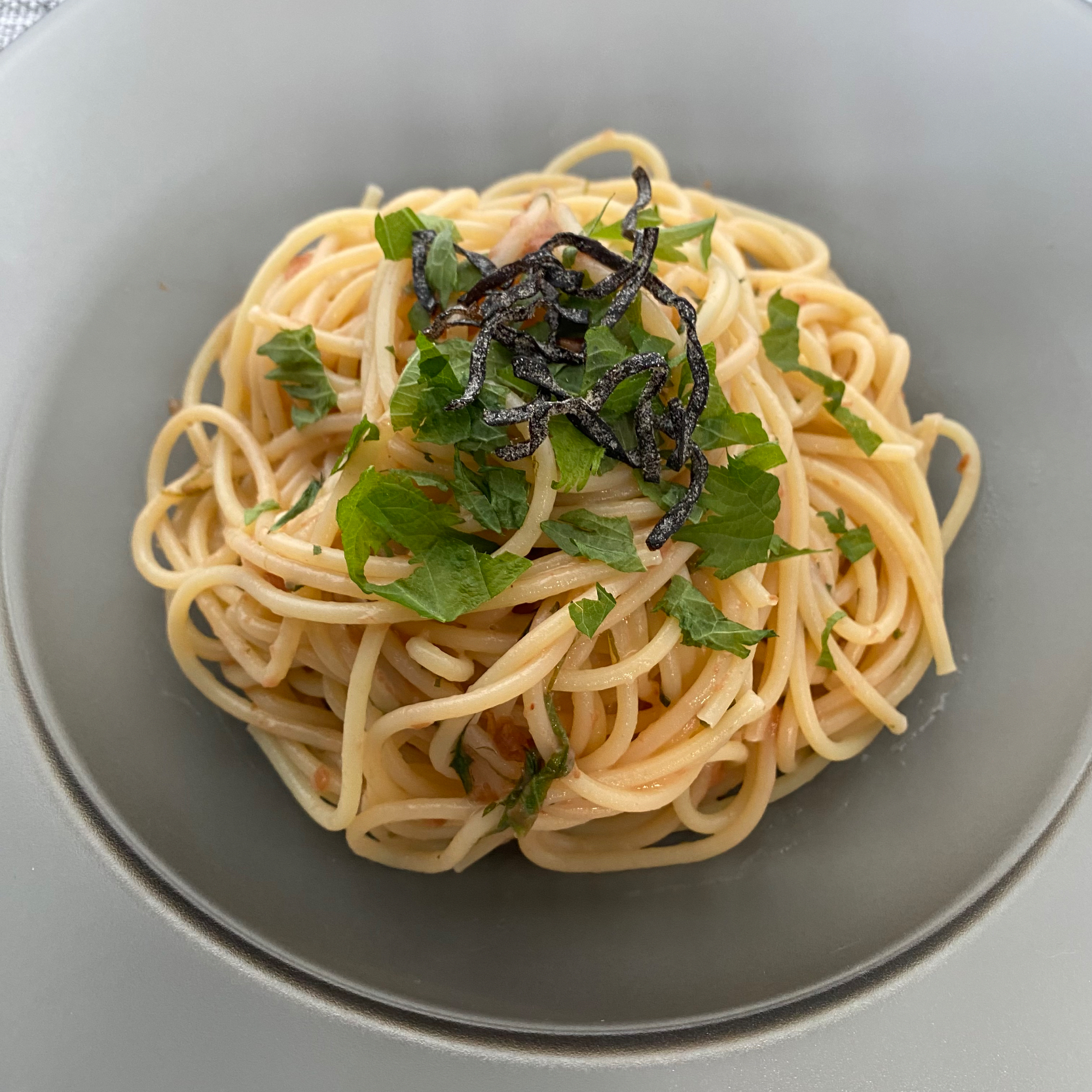 梅と大葉のバター醤油パスタ