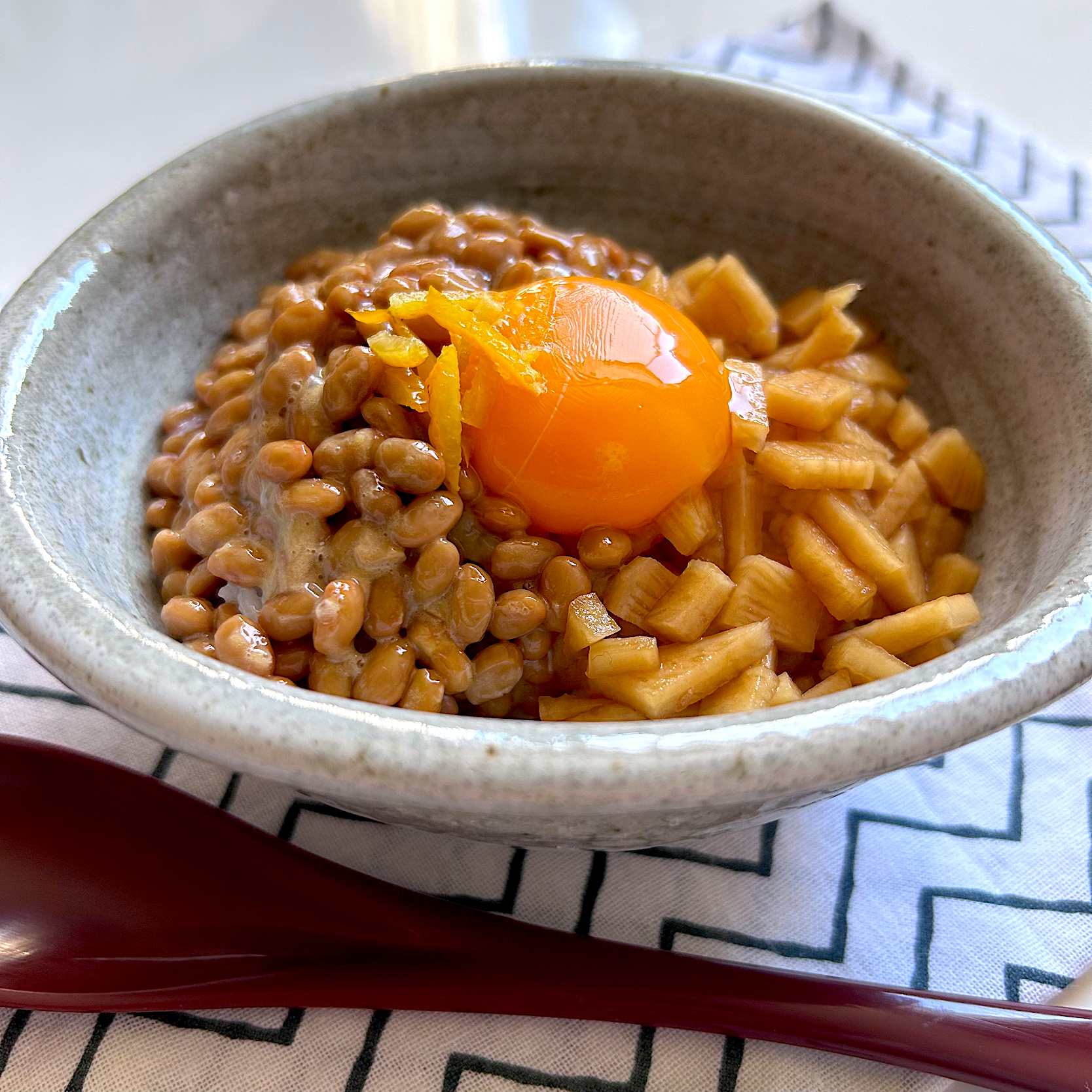 イチロッタさんの料理 はるちちゃんの料理 『箸が止まらない大根漬け』を使った納豆卵かけご飯✨✨✨今朝の簡単朝ごはん❣️😋