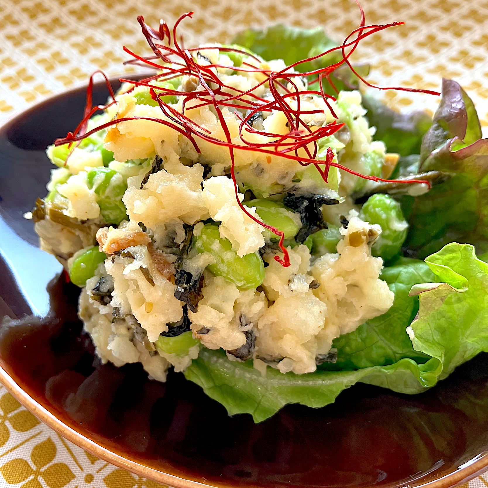 枝豆と高菜漬けのポテトサラダ