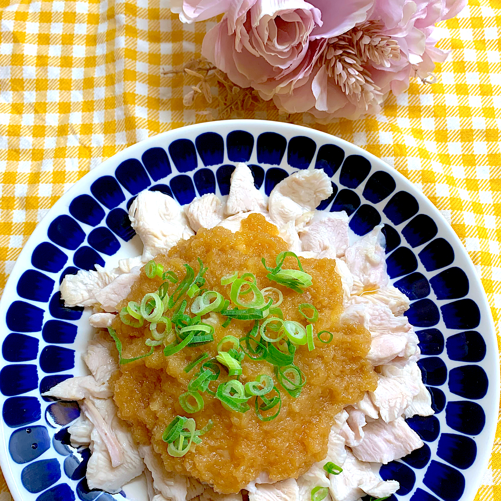 水晶鶏の中華風おろしだれかけ