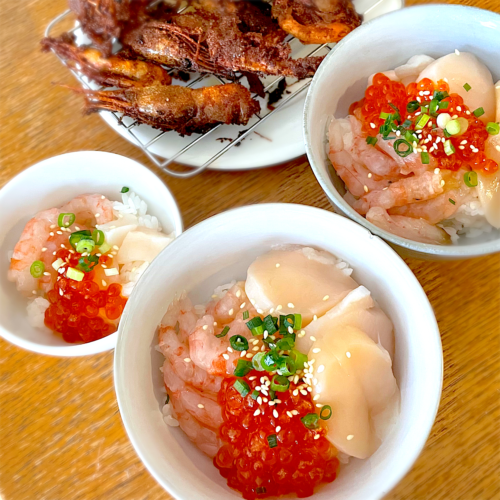 ミニ海鮮丼＆甘エビ唐揚げ