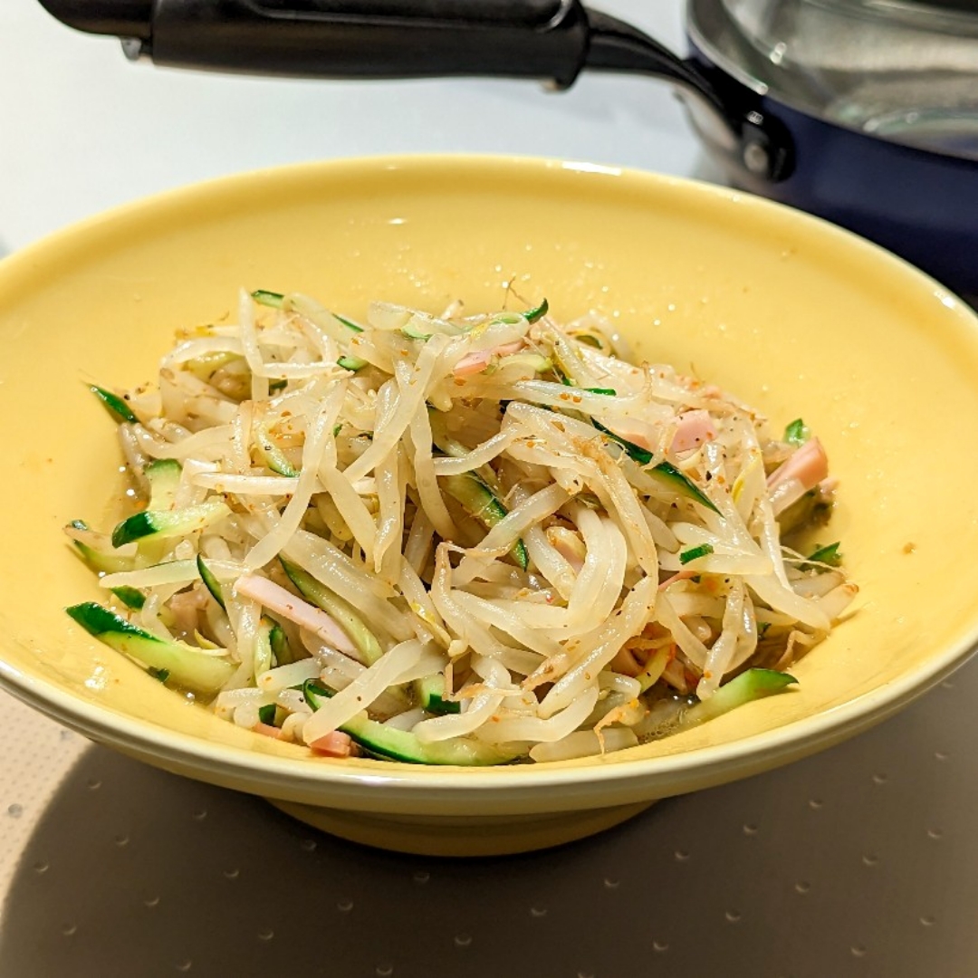 引越し後の初料理〜もやしときゅうりの中華和え〜