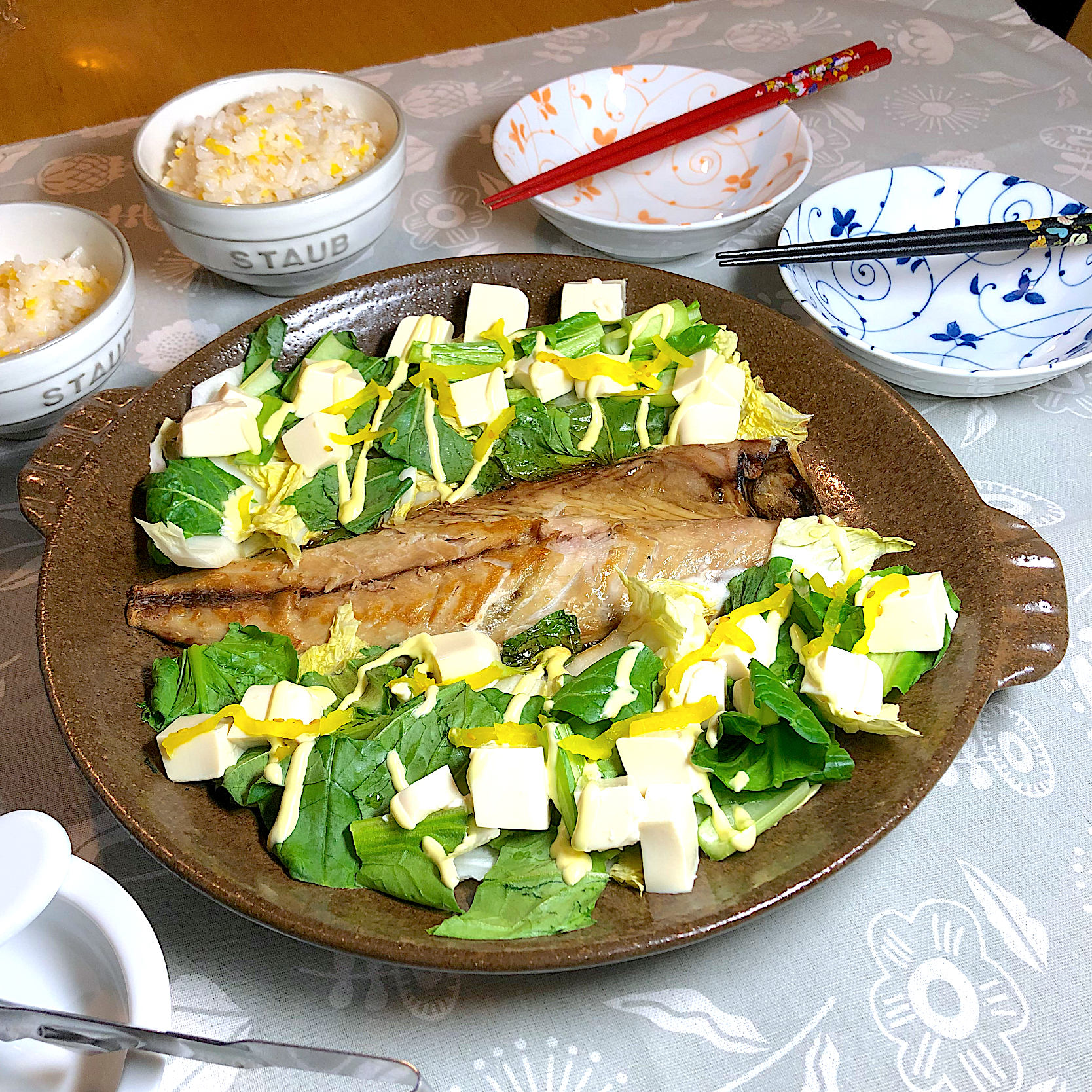 玄鯖の干物とたっぷり野菜のボリボリ焼き
