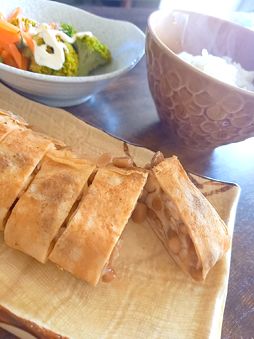 朝食☀️🍴納豆卵焼き