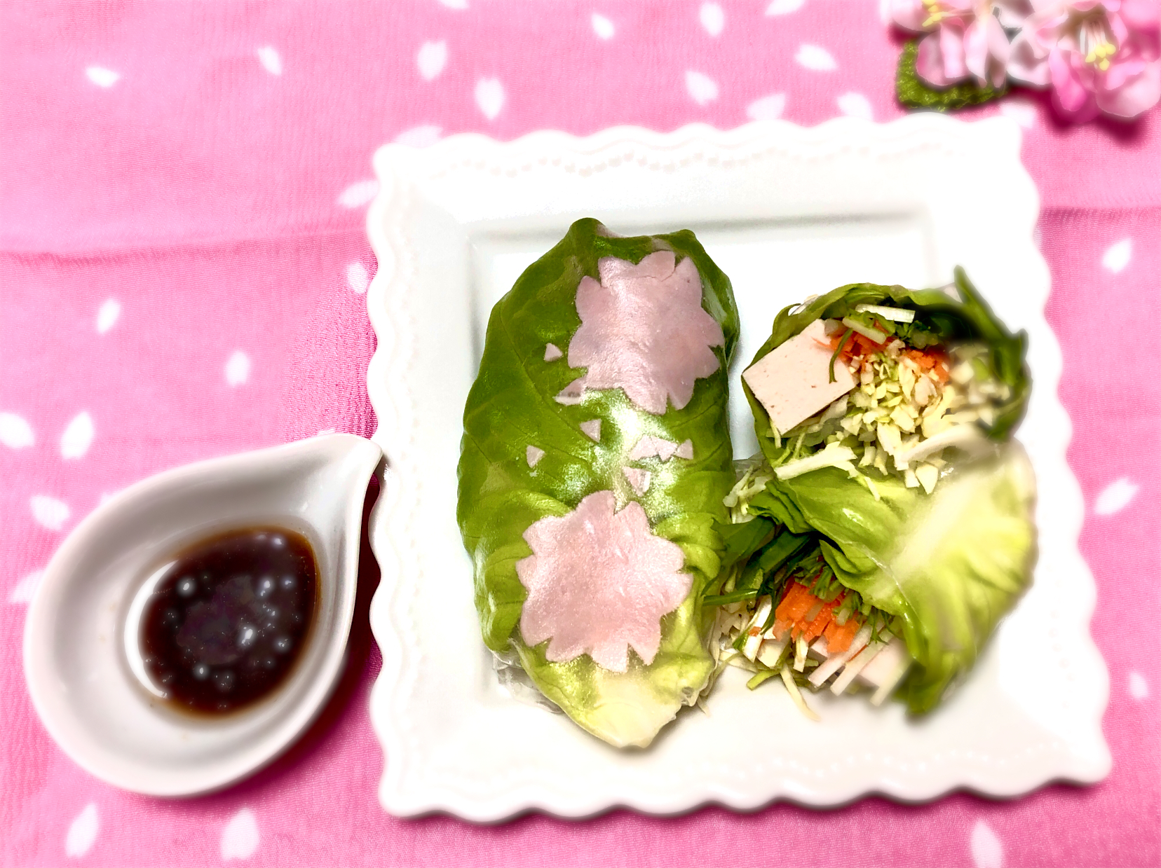 桜咲く🌸春野菜たっぷり生春巻き