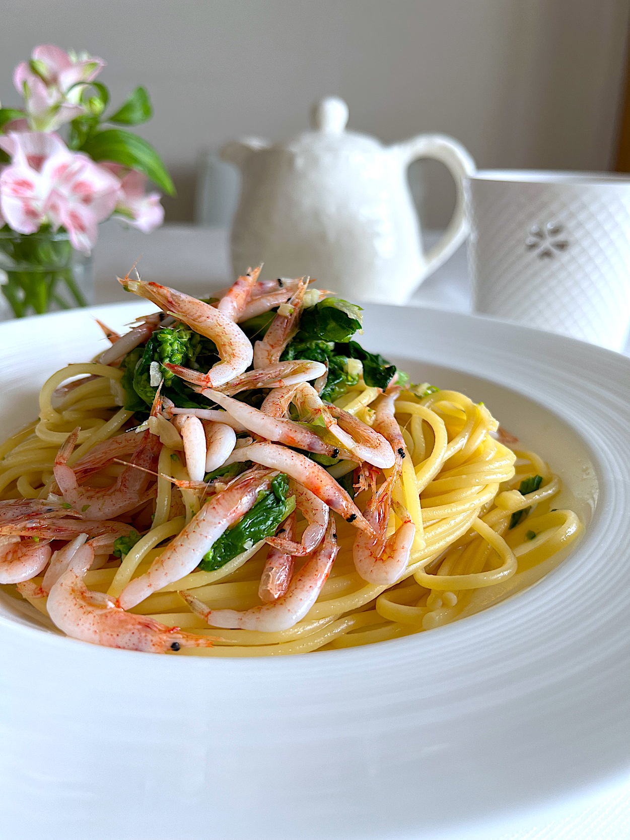 桜えびと菜の花の春パスタ