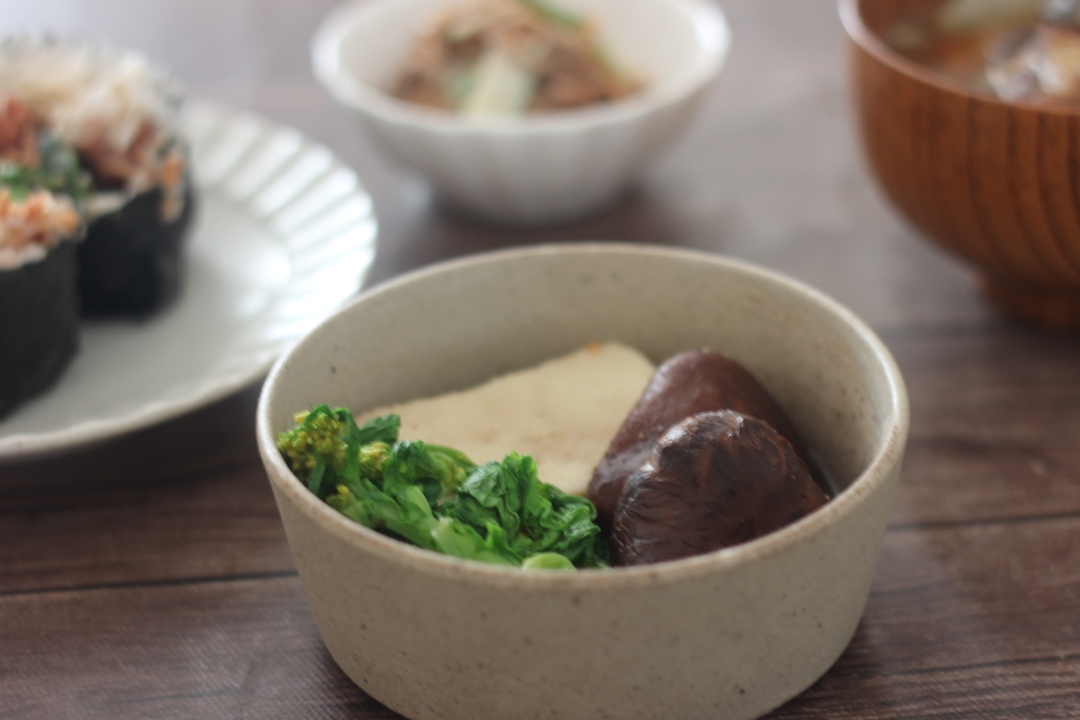 菜の花と高野豆腐、椎茸の白だし煮