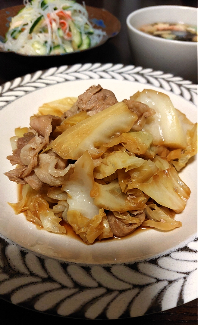 キャベツと豚肉の醤油煮