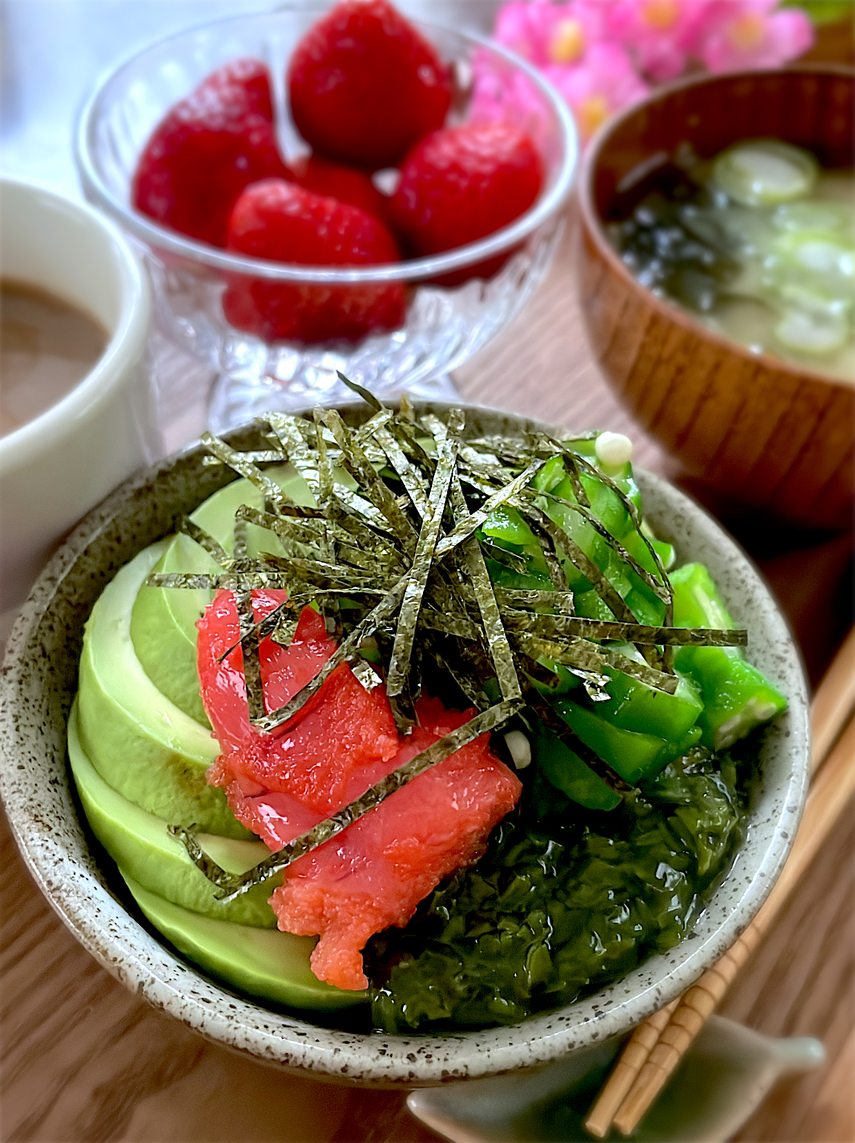 辛子明太子のネバネバ小丼