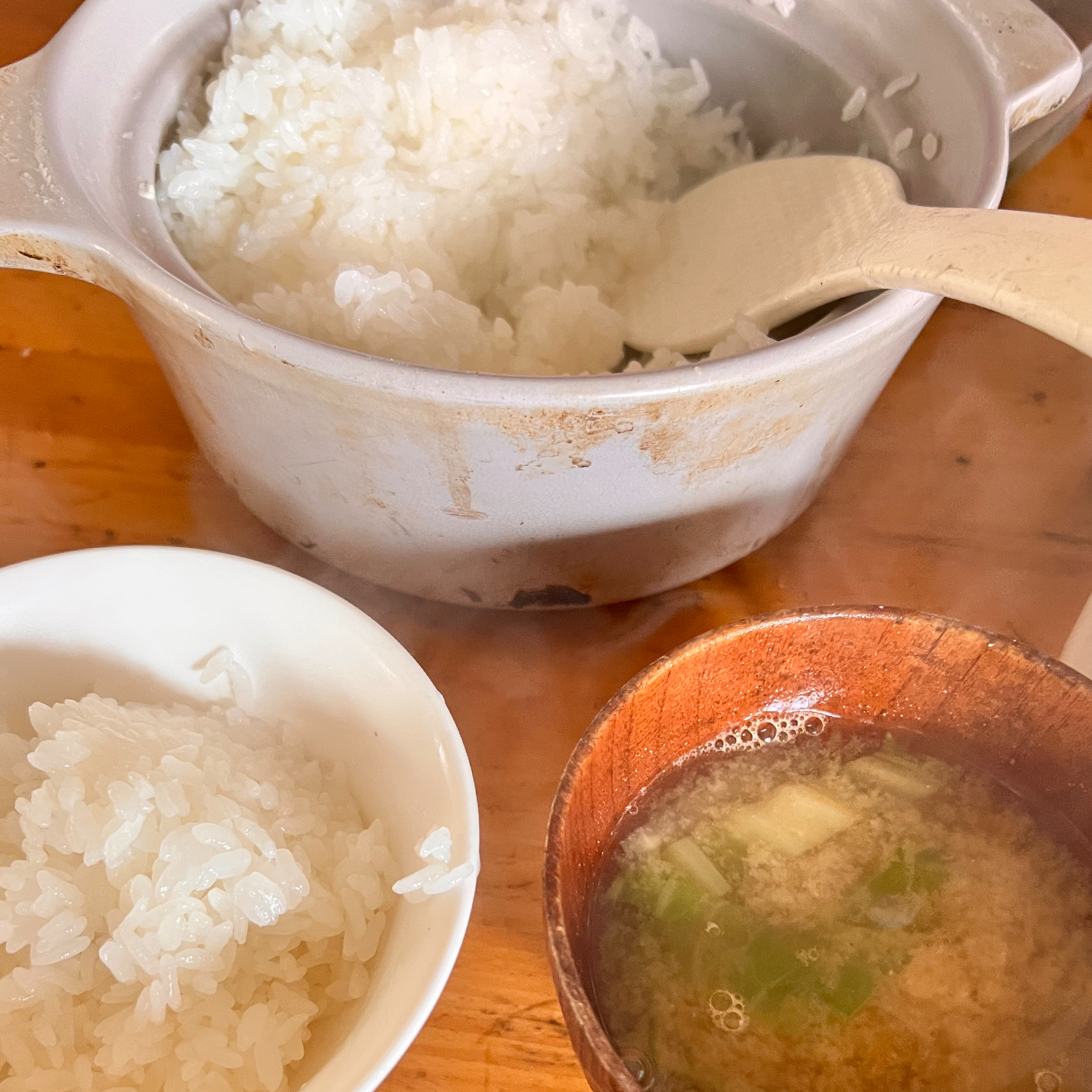 昨日のカニの味噌汁の朝ご飯