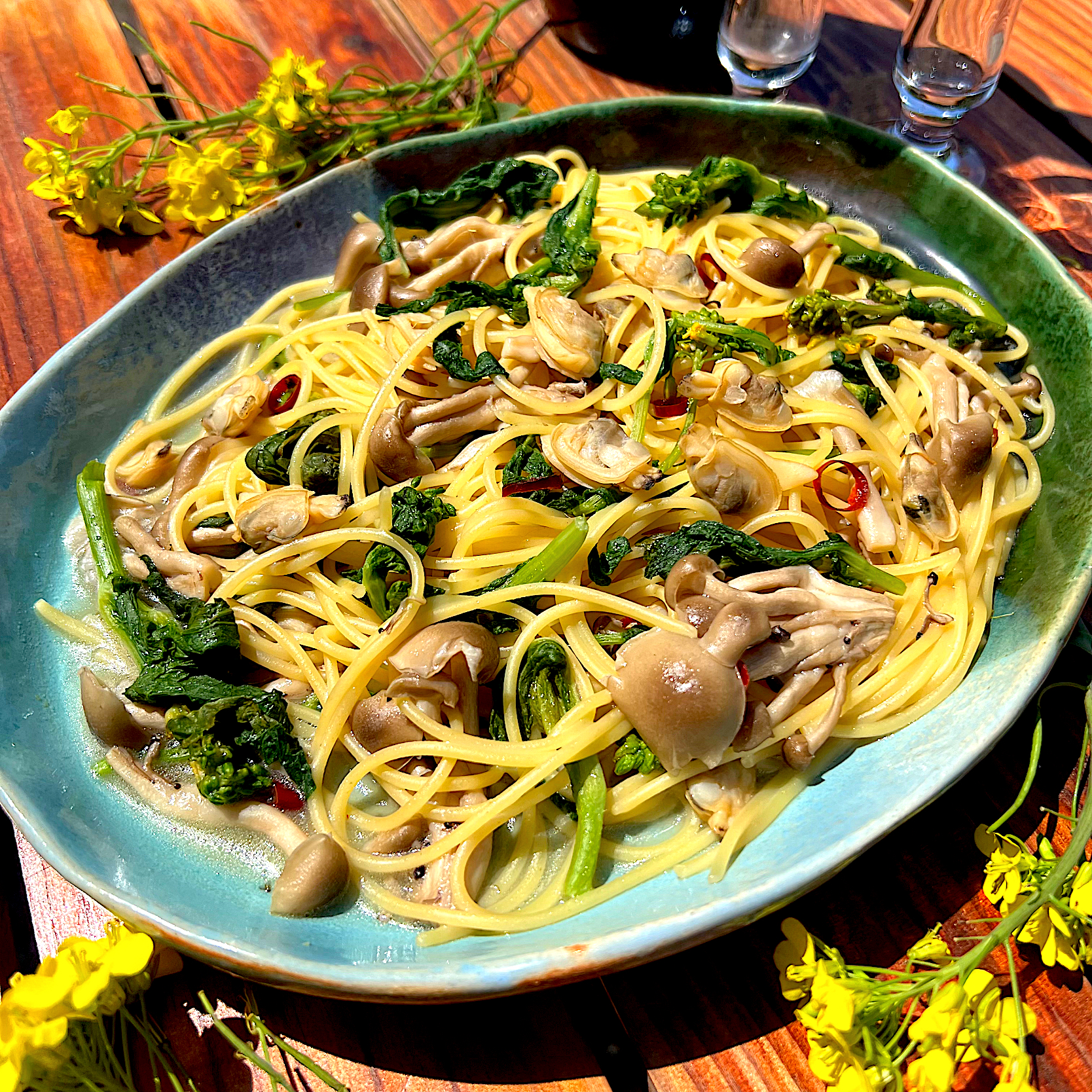 あさりと菜の花の🌸春らんまんパスタ