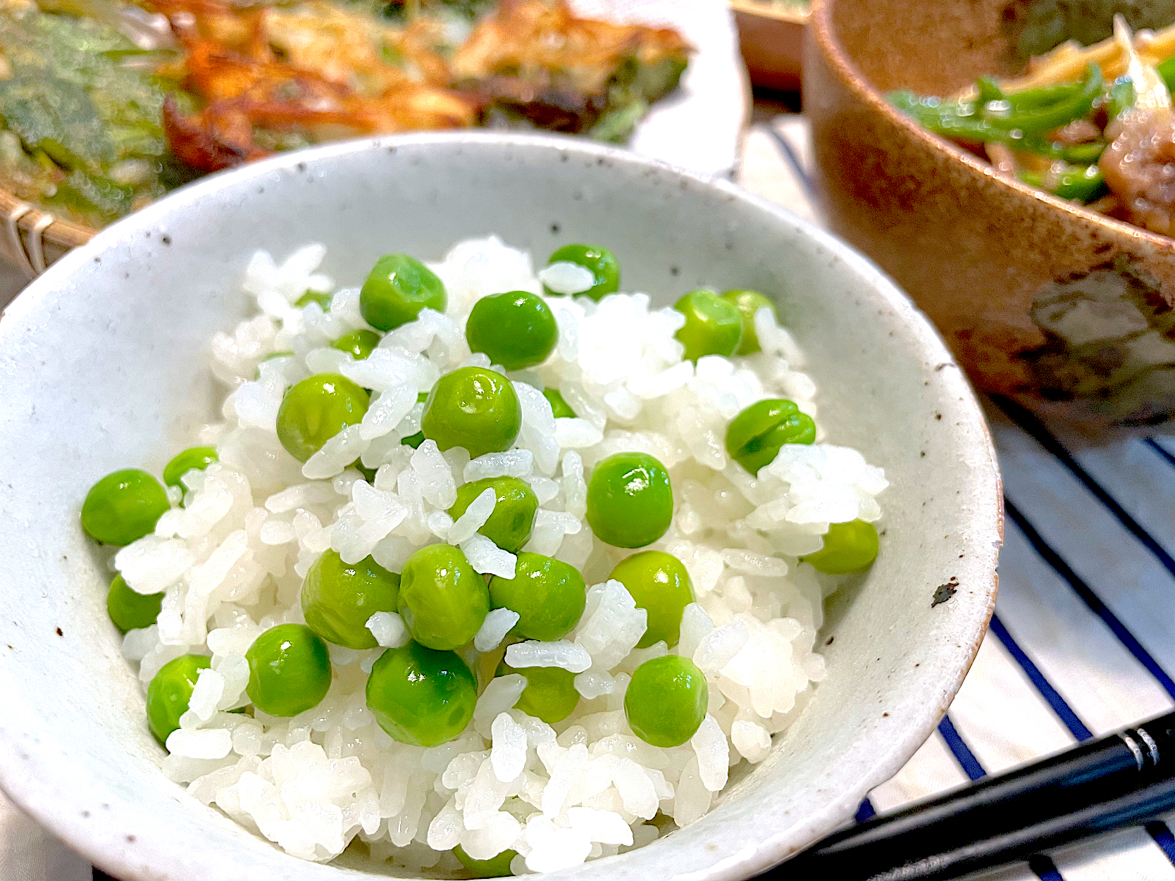 採れたてグリンピースの豆ごはん