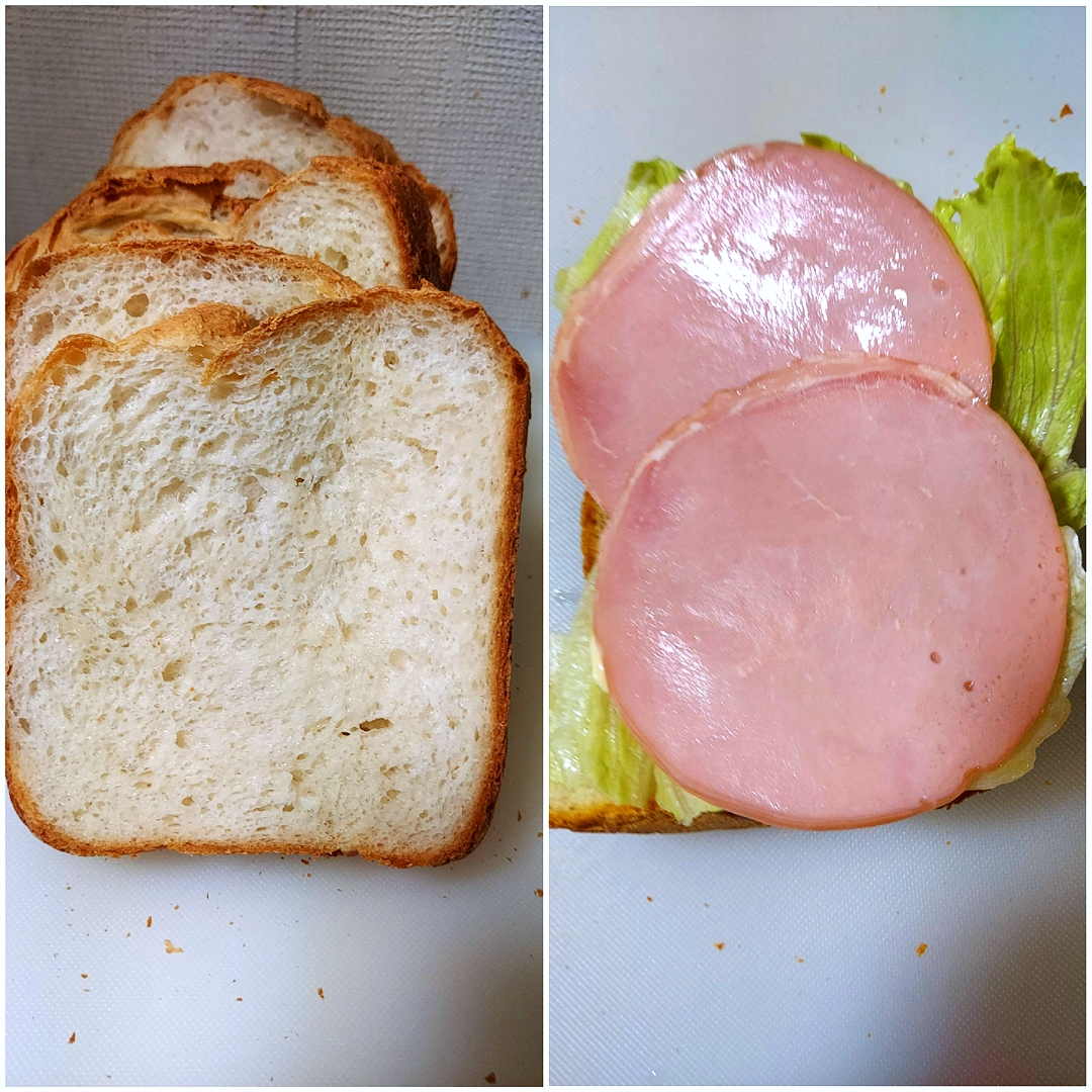 米粉パンでオープンサンドイッチ