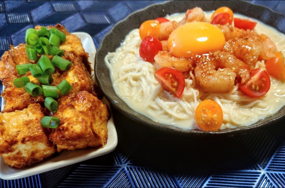 海老ユッケ🍅煮麺仕立て
厚揚げの土佐焼き