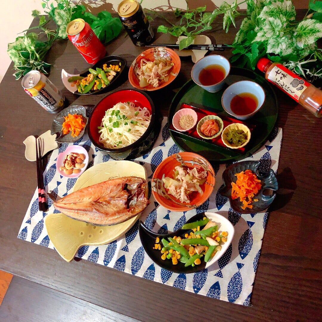 【*魚と素麺🥢煮物と炒め物‥】