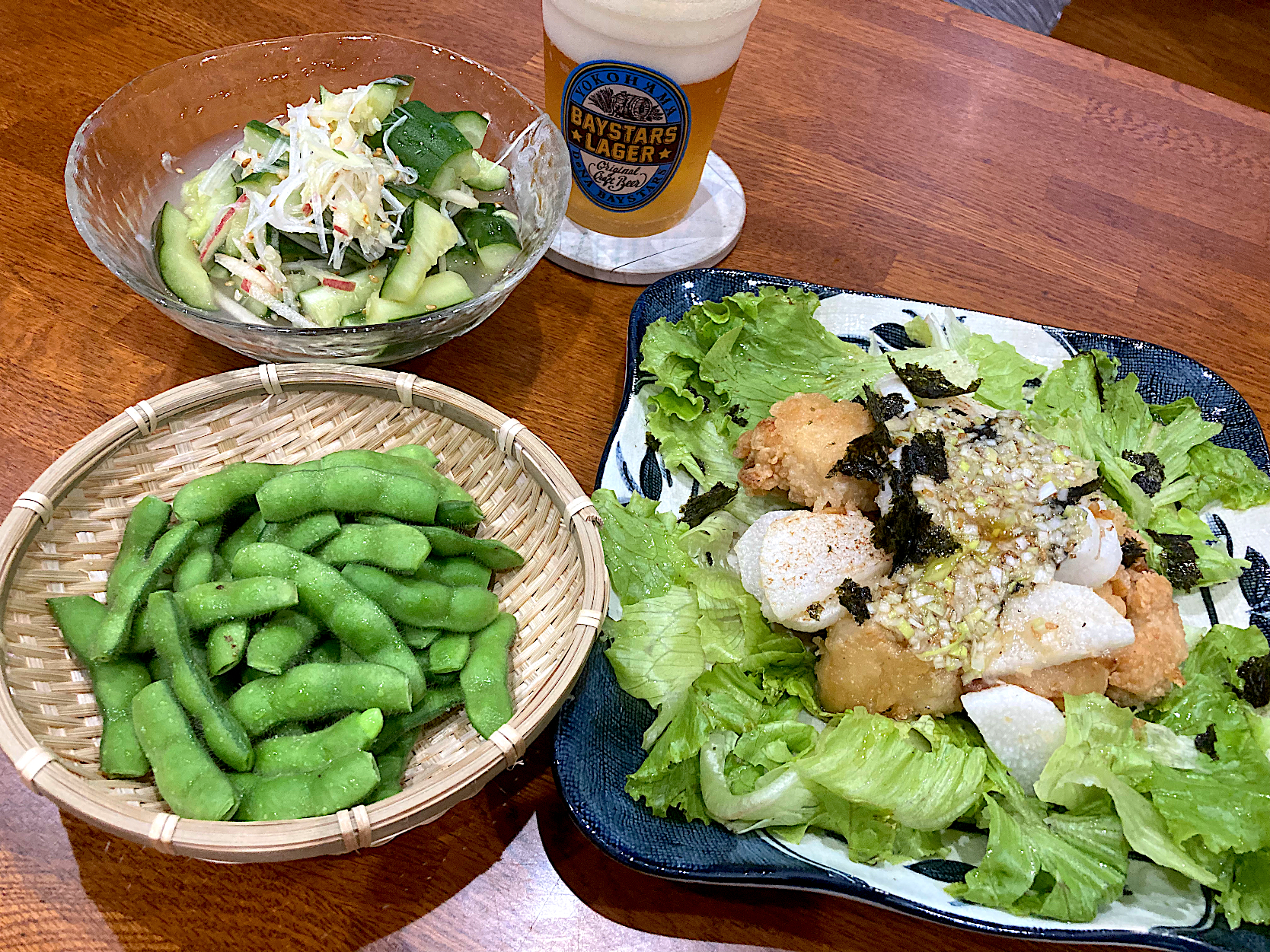 緑🟢のおかずで　晩ご飯 🍺