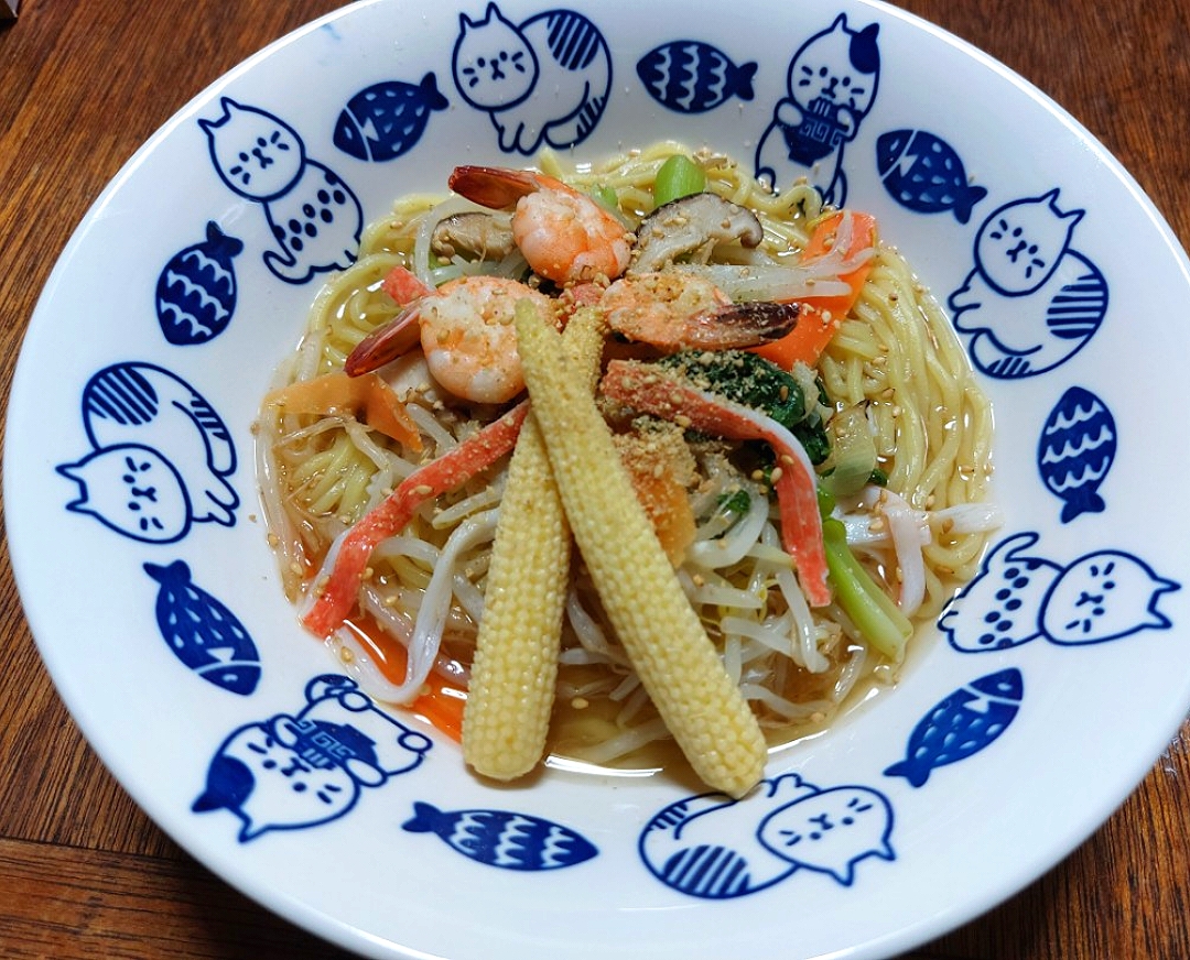 えび塩夏野菜らーめん(スープは中華麹+αで)