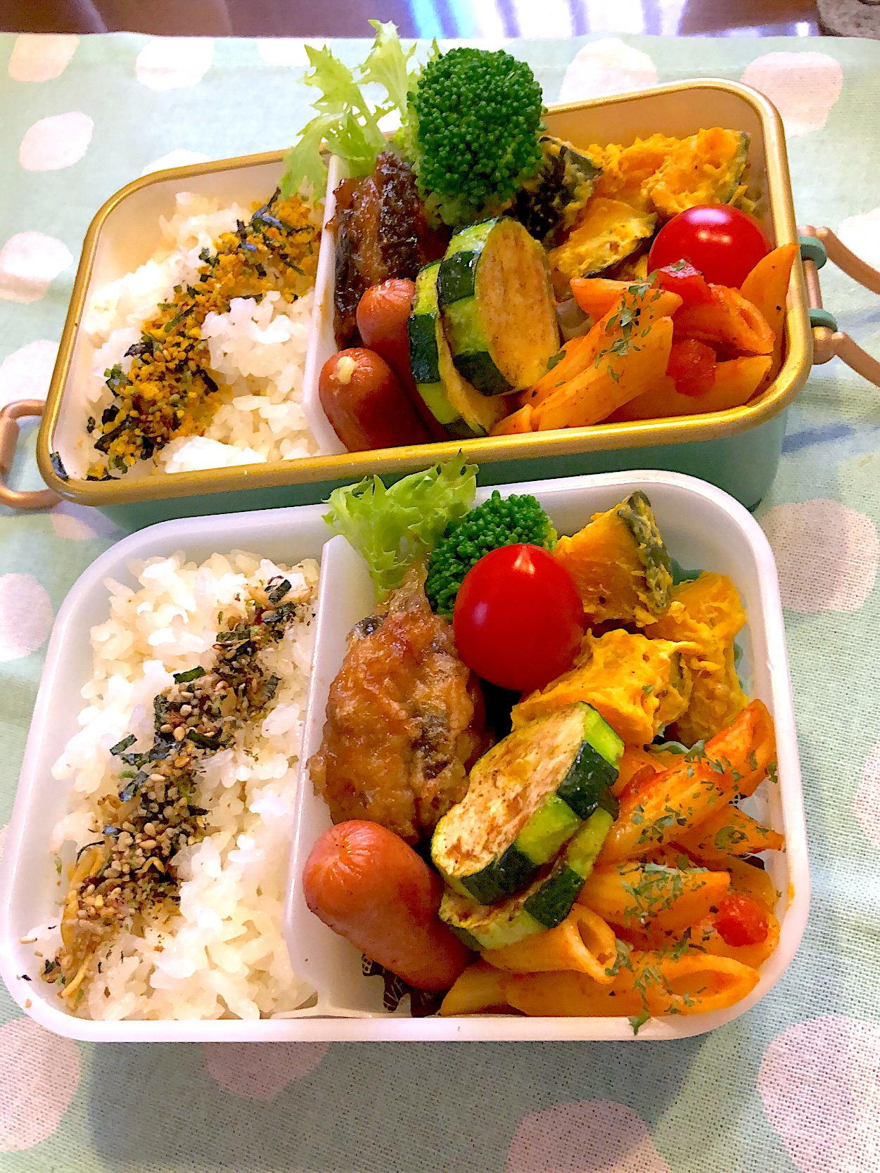 2023.7.28  ＊今日のお弁当＊かぼちゃのサラダ.•♬