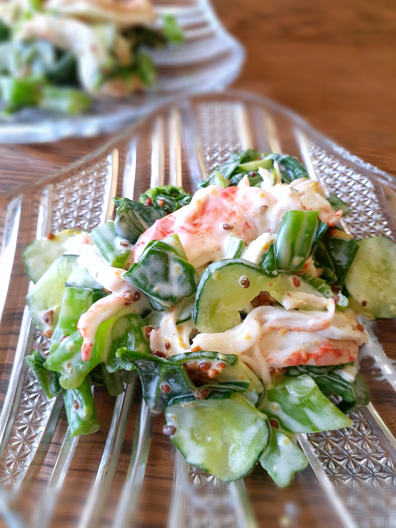 つるむらさきとキュウリのサラダ🥗