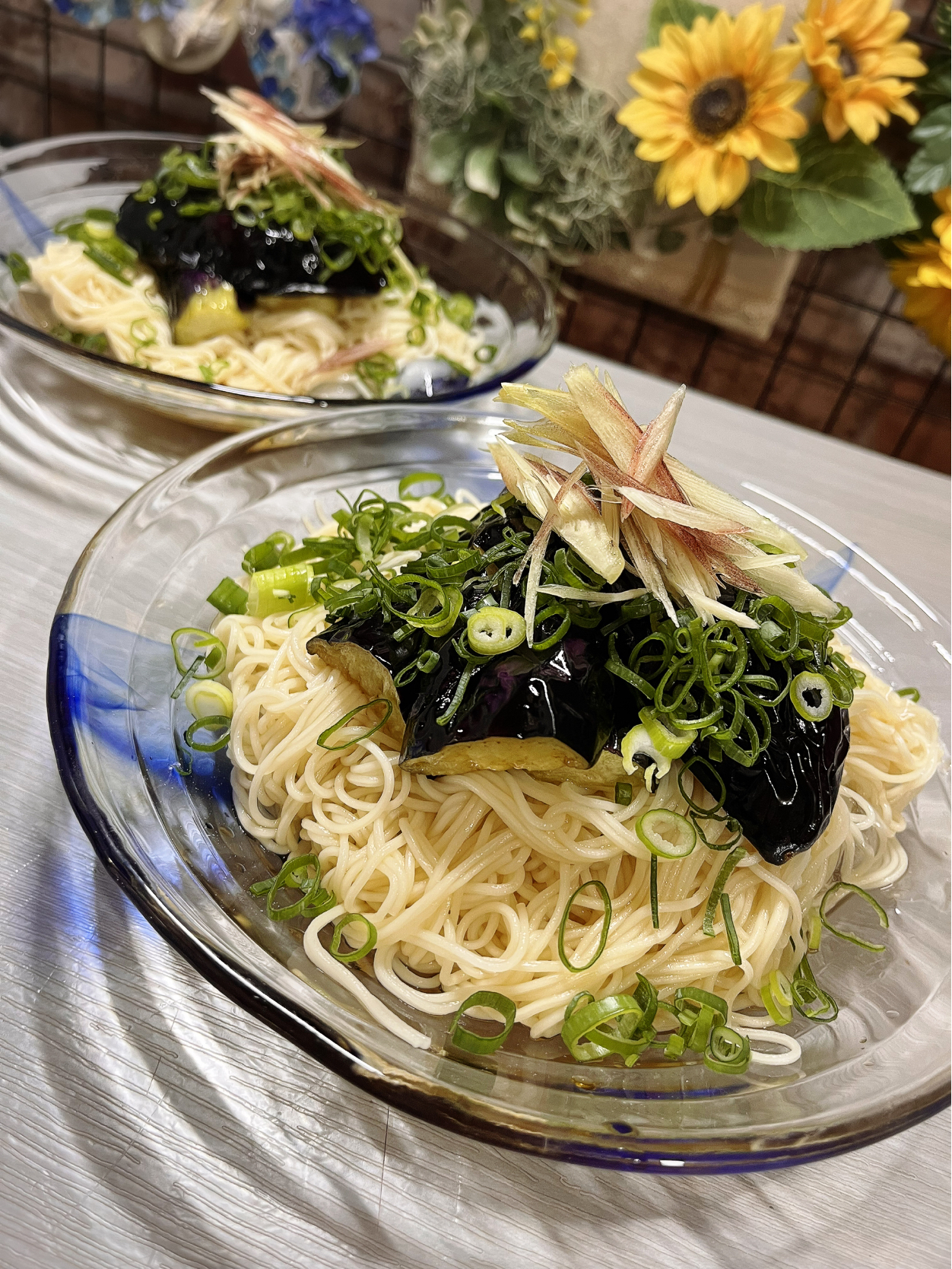 ナスの揚げ浸しそうめん