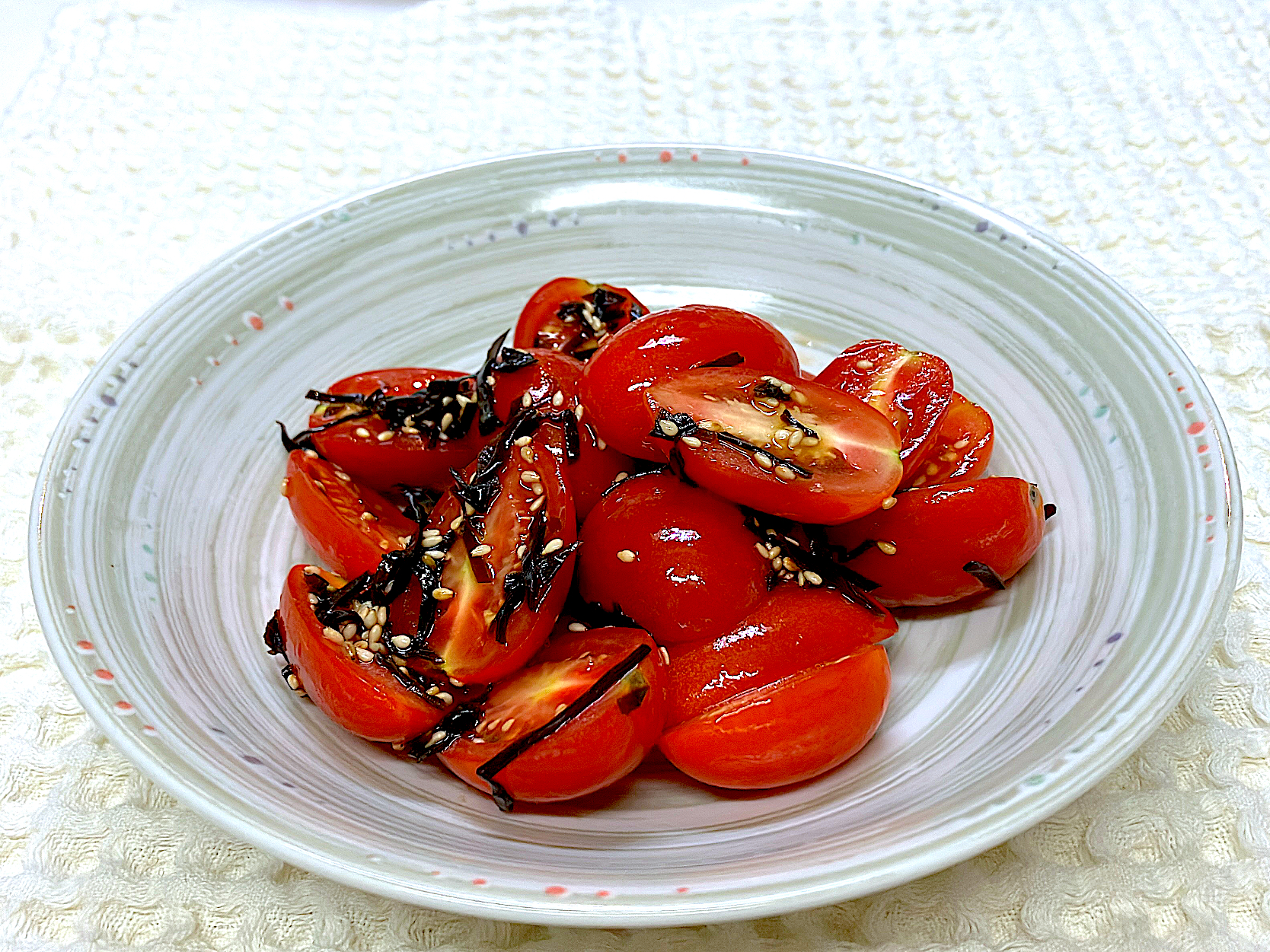 ミニトマトの塩こぶ合え