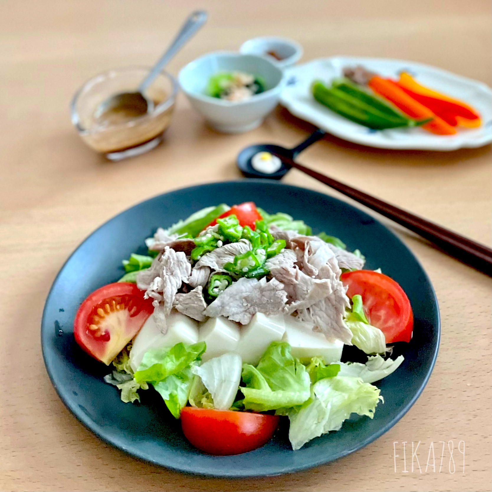 こずりんさんの料理 粒みそごましゃぶしゃぶの豆腐サラダ