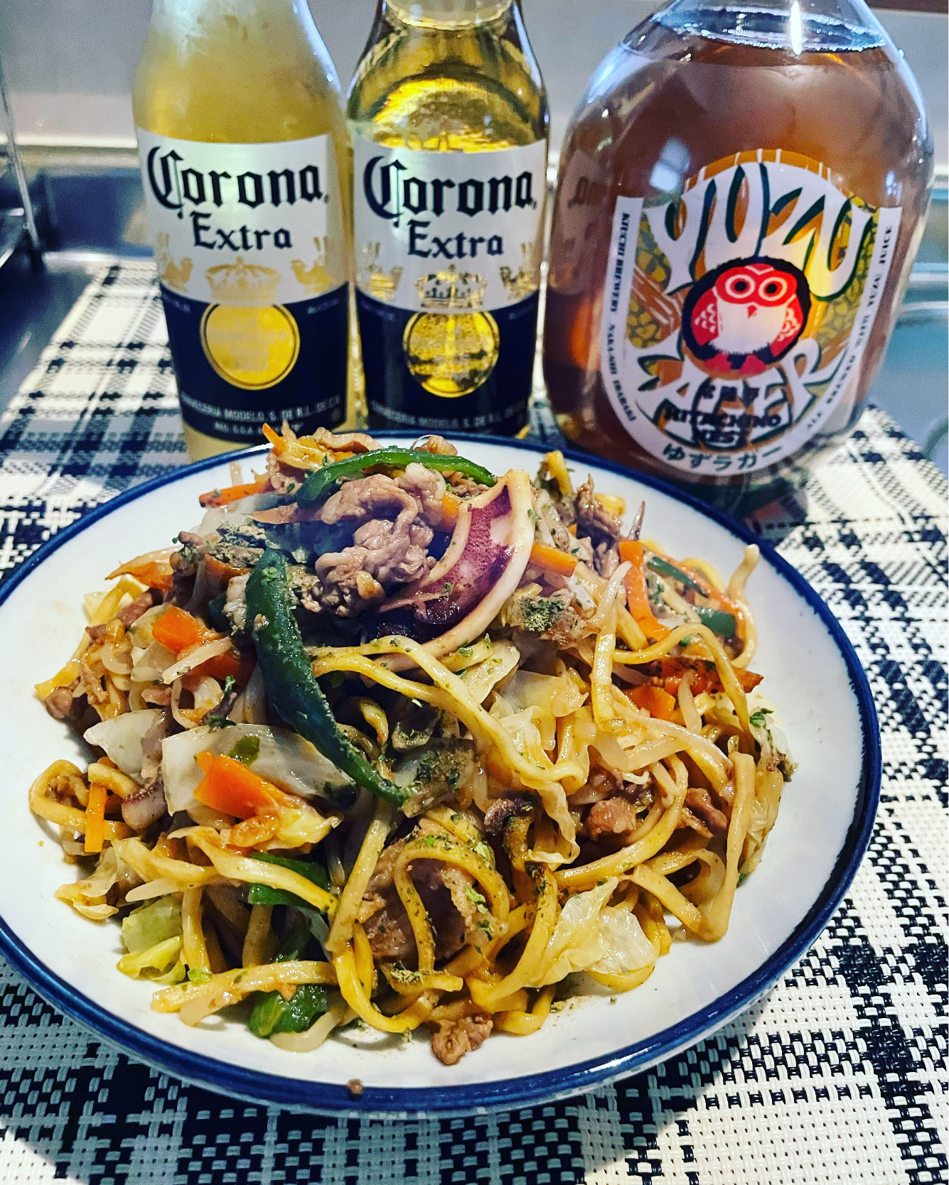 具沢山焼きそば&ビール