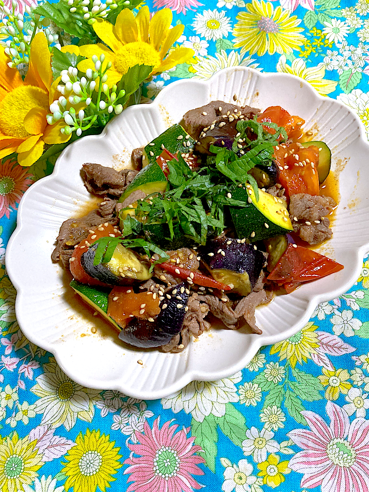 牛肉と夏野菜の炒め煮🌻