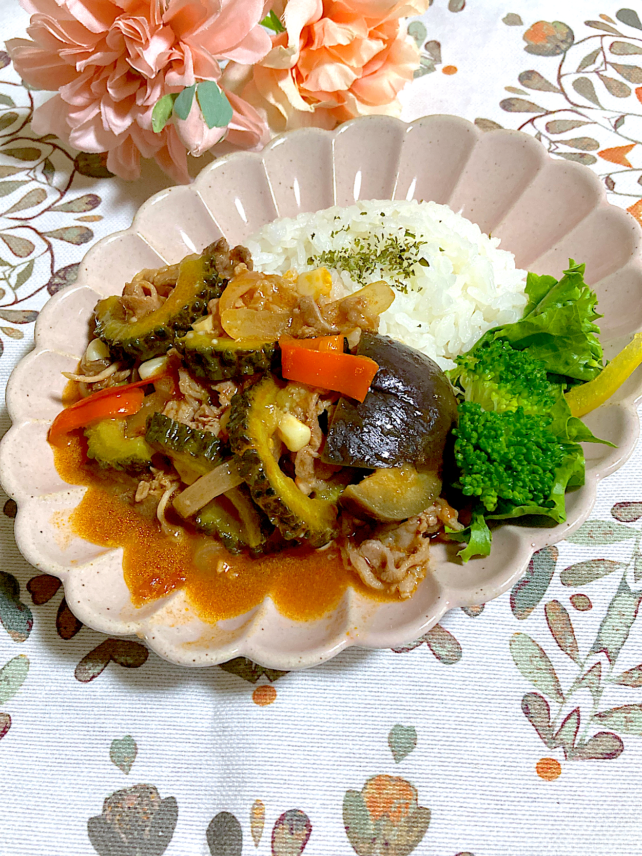 夏野菜と牛肉のハヤシライス風🌻