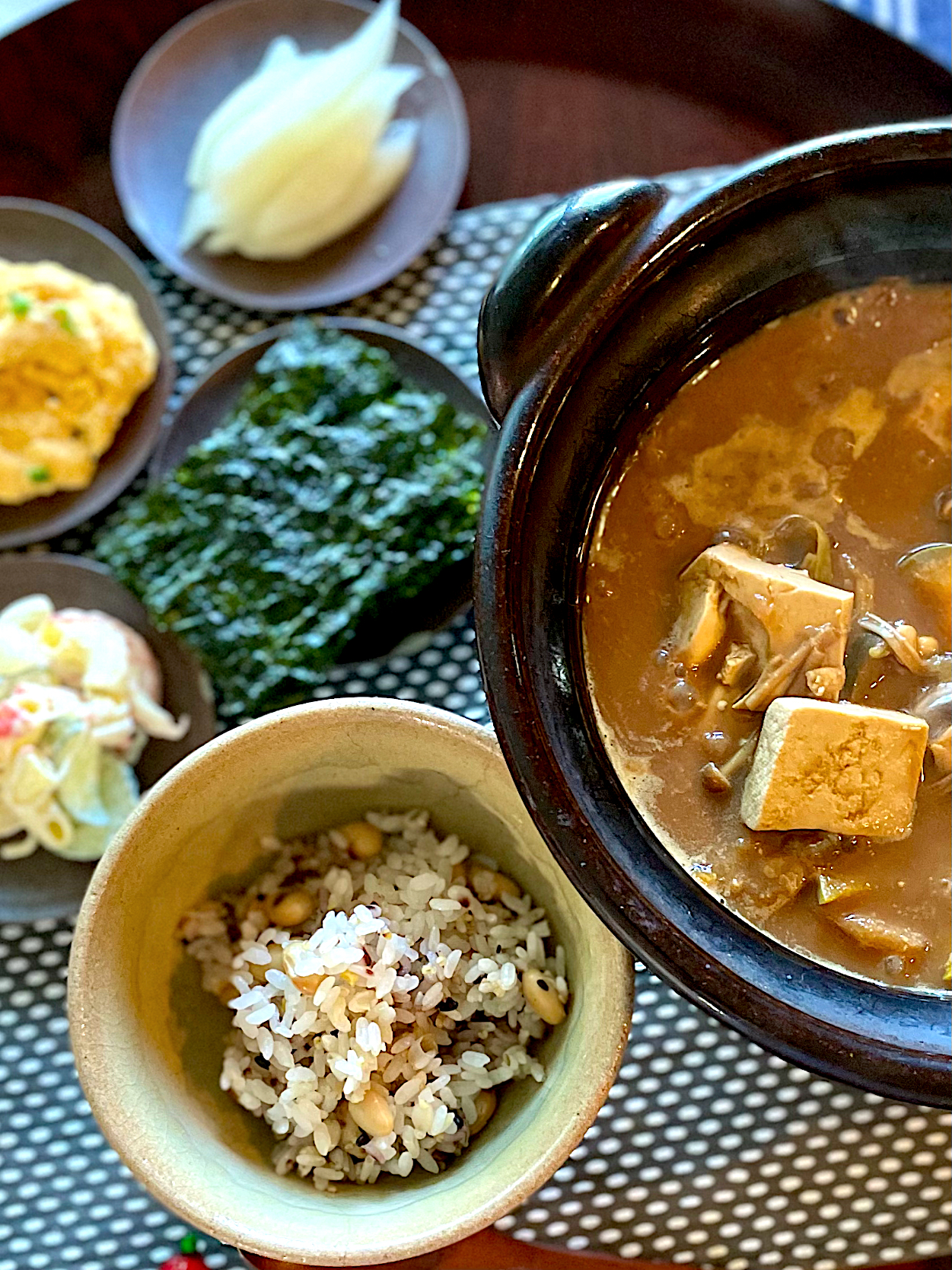テンジャンチゲ(韓国風味噌汁)で韓国定食