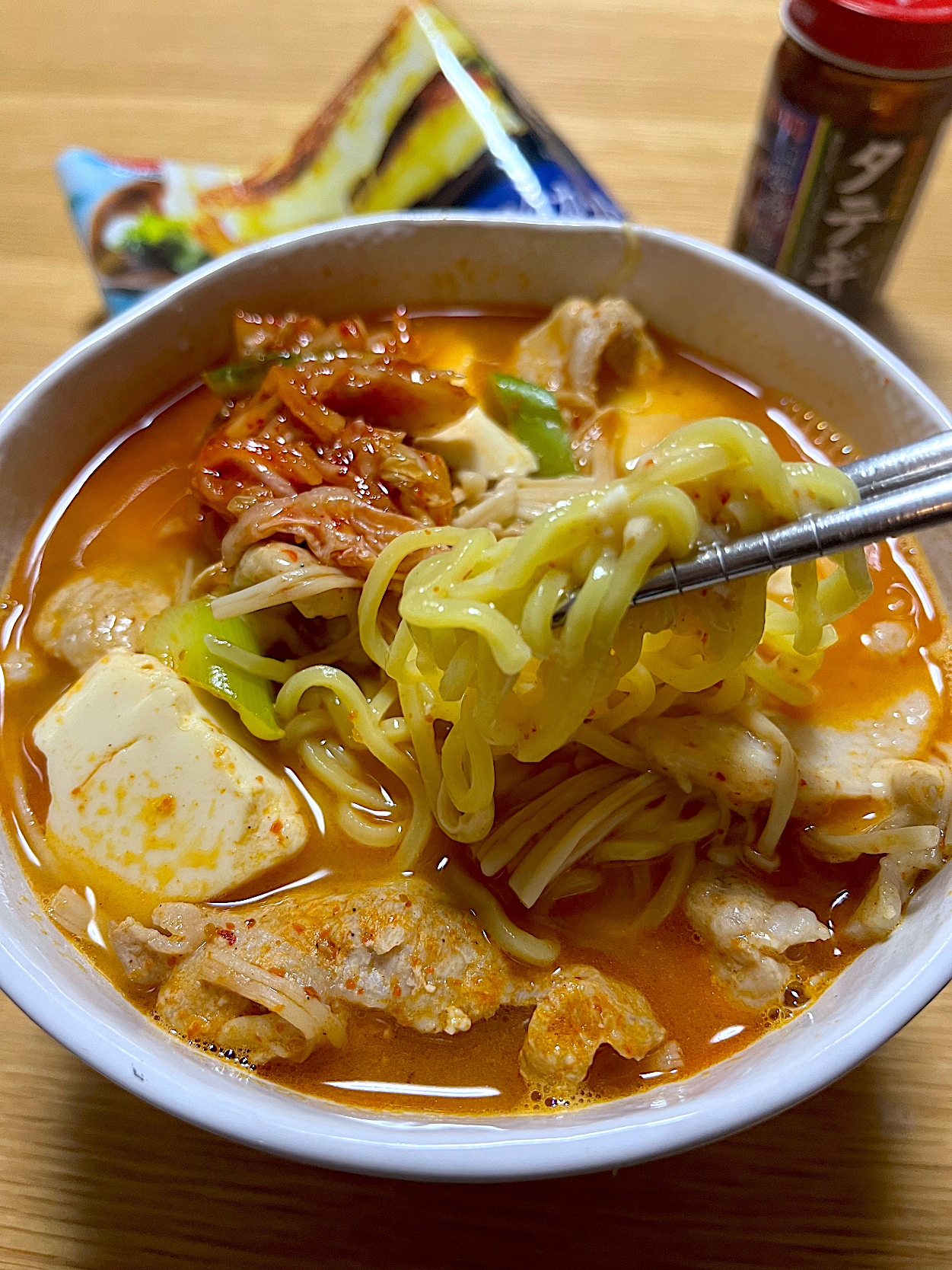 今日の夜ごはん~豚キムチチーズラーメン~