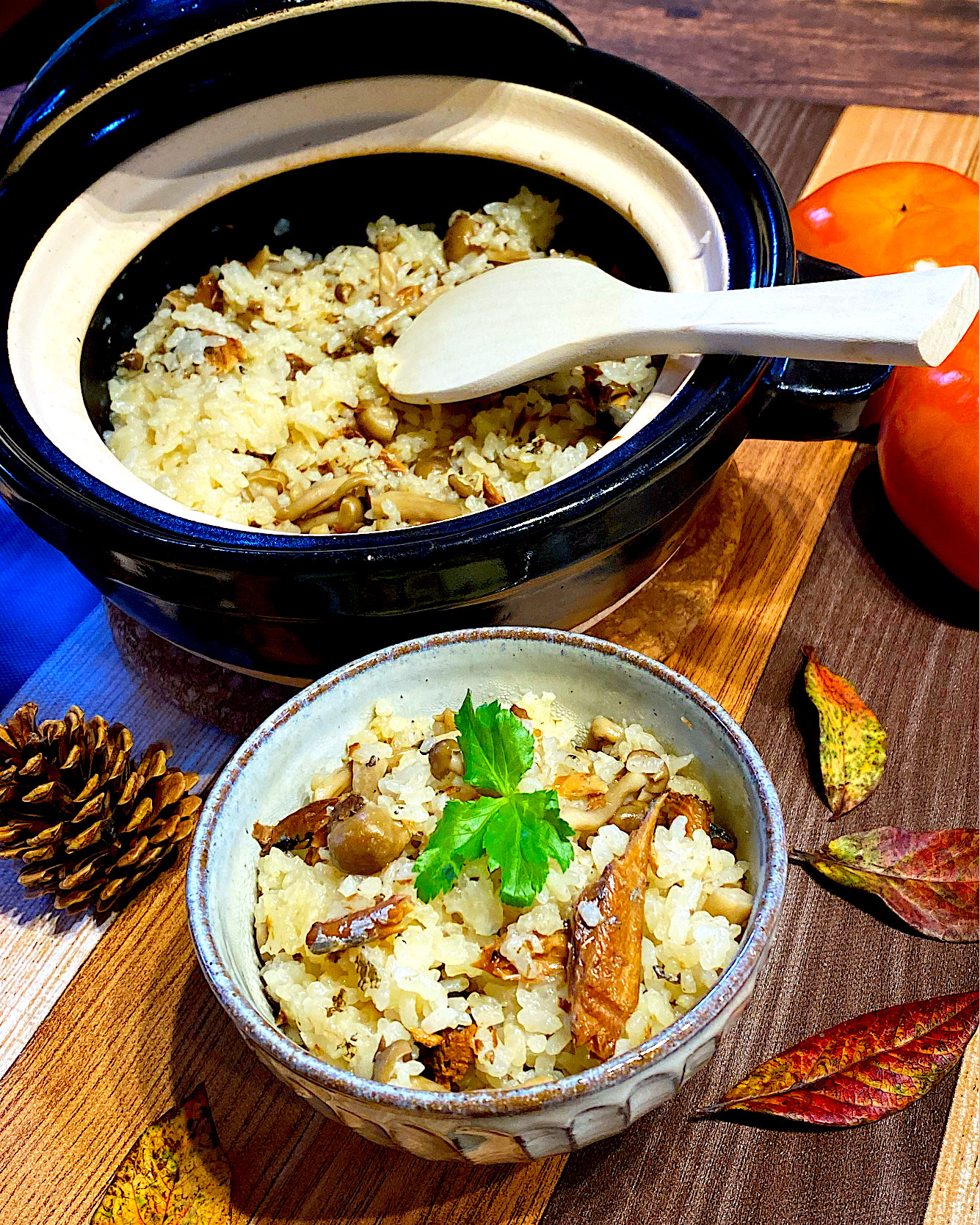 秋刀魚の缶詰🥫としめじの炊き込みご飯🔥