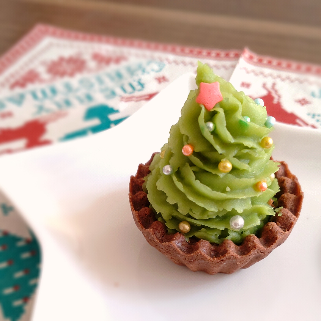 クリスマス☆ツリーの青汁スイートポテトタルト