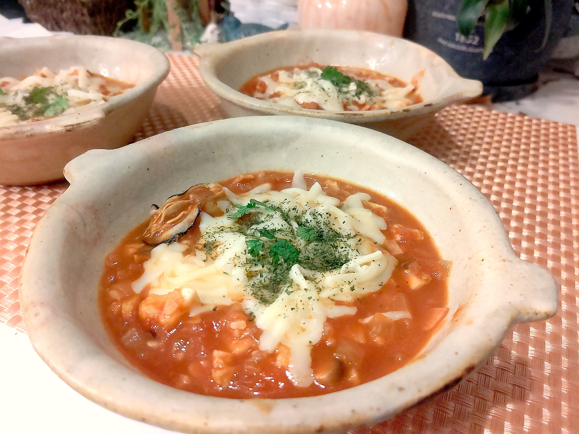 牡蠣トマトカリフラワースープ