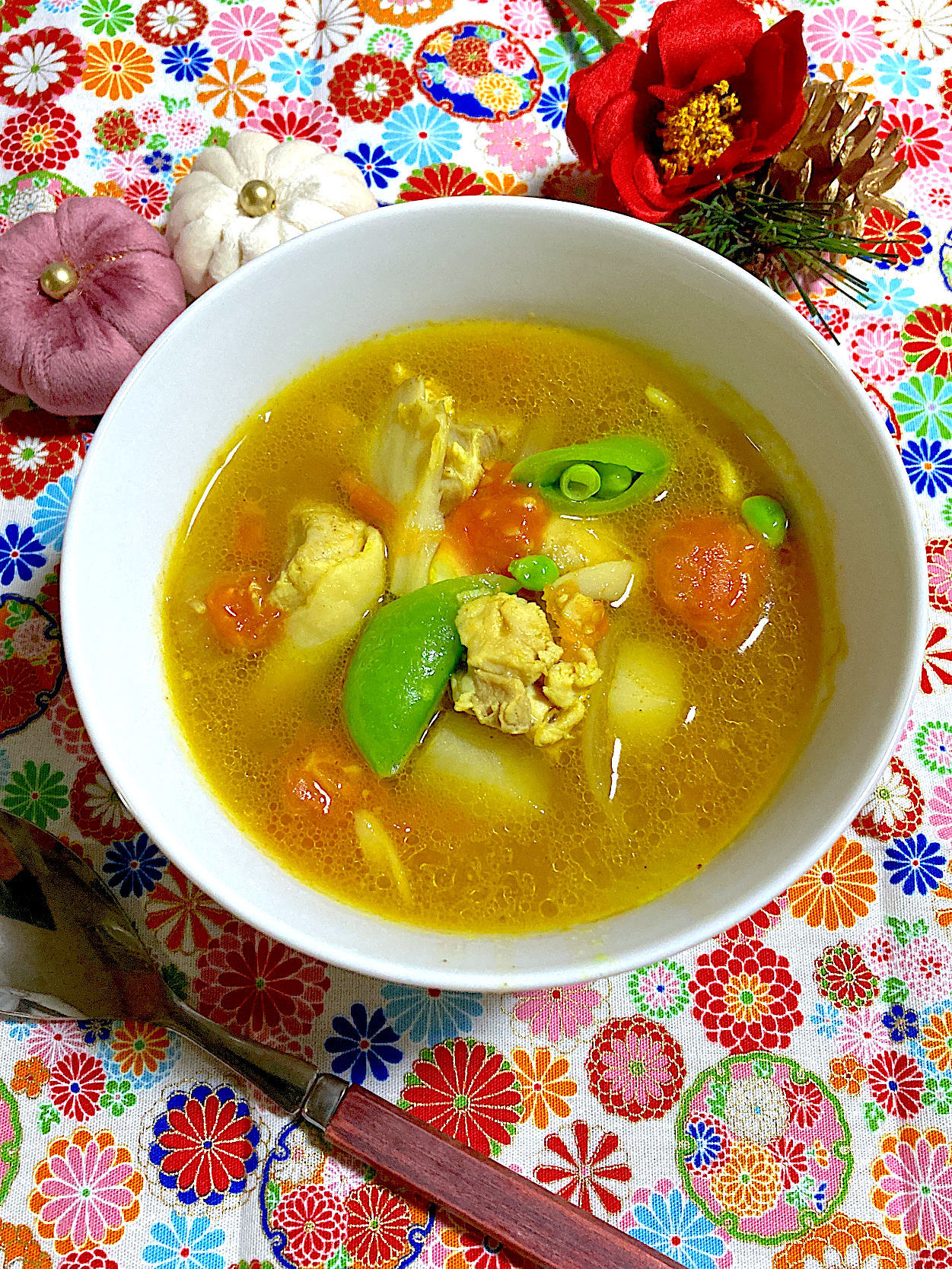 鶏肉のトマトカレースープ🍅