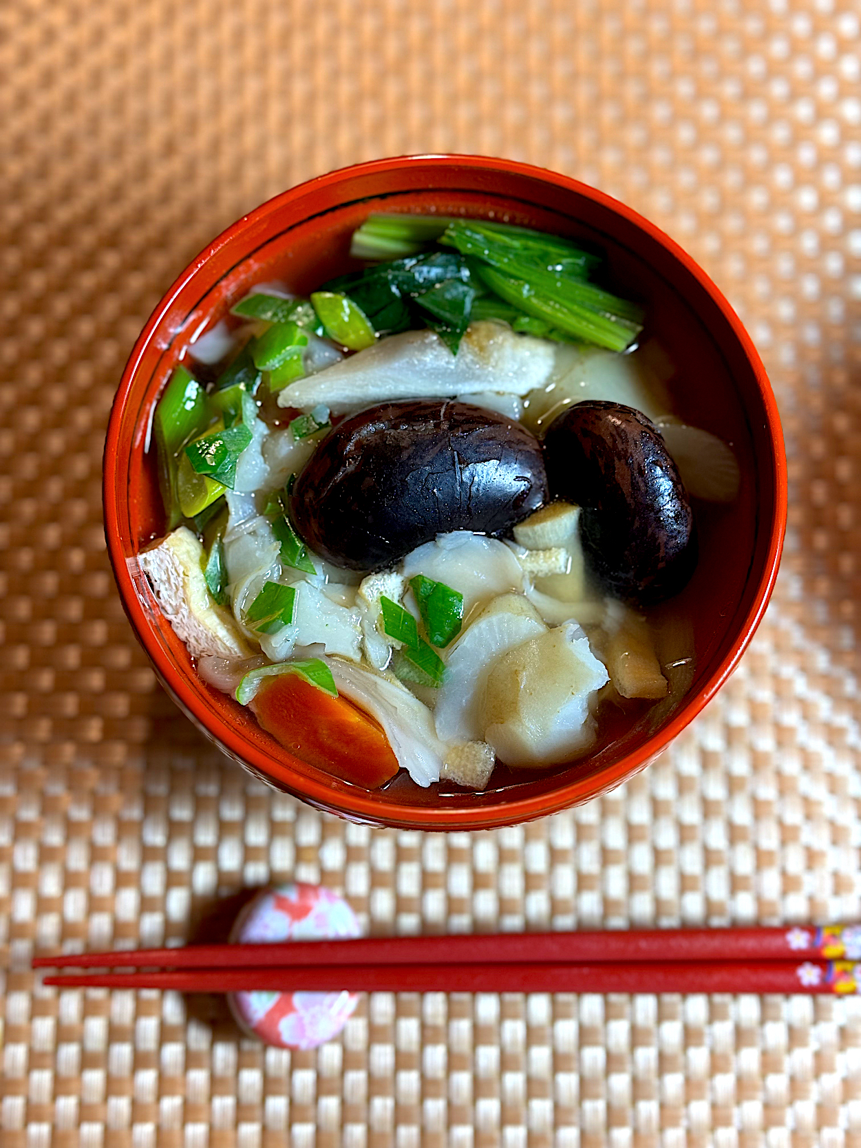 腸活❣️キクイモと花豆のお吸い物