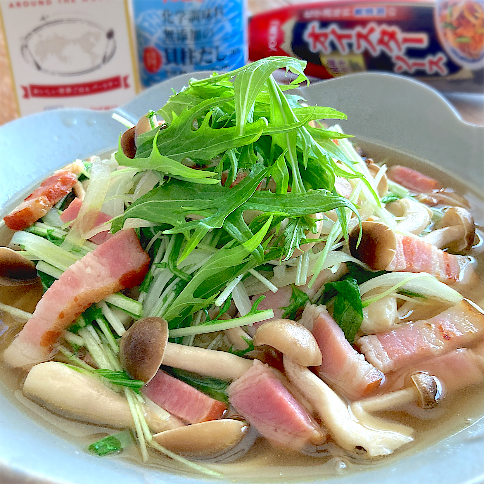 貝柱だし&オイスターソースで"スープパスタ"