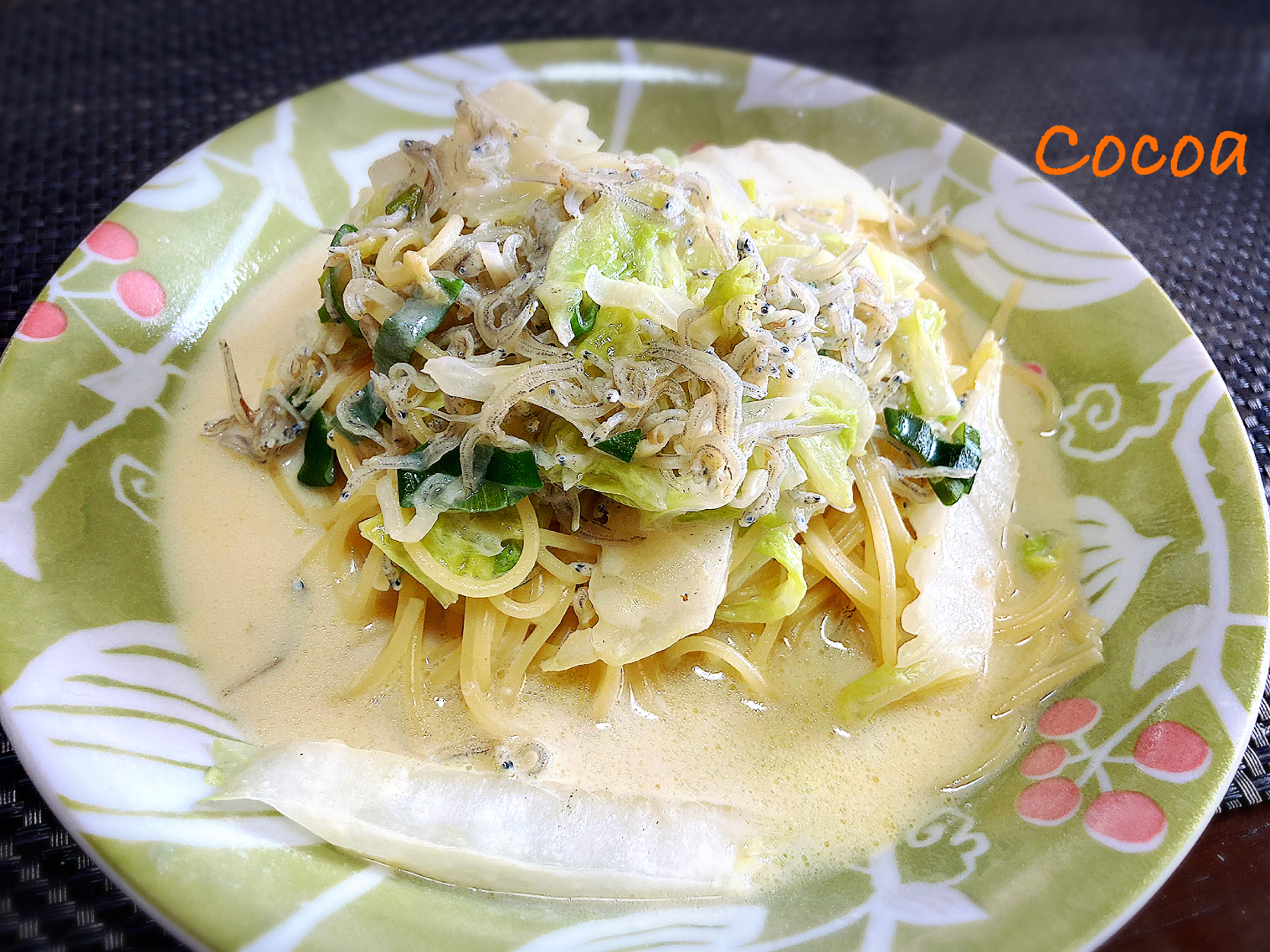 白菜とちりめんのパスタ