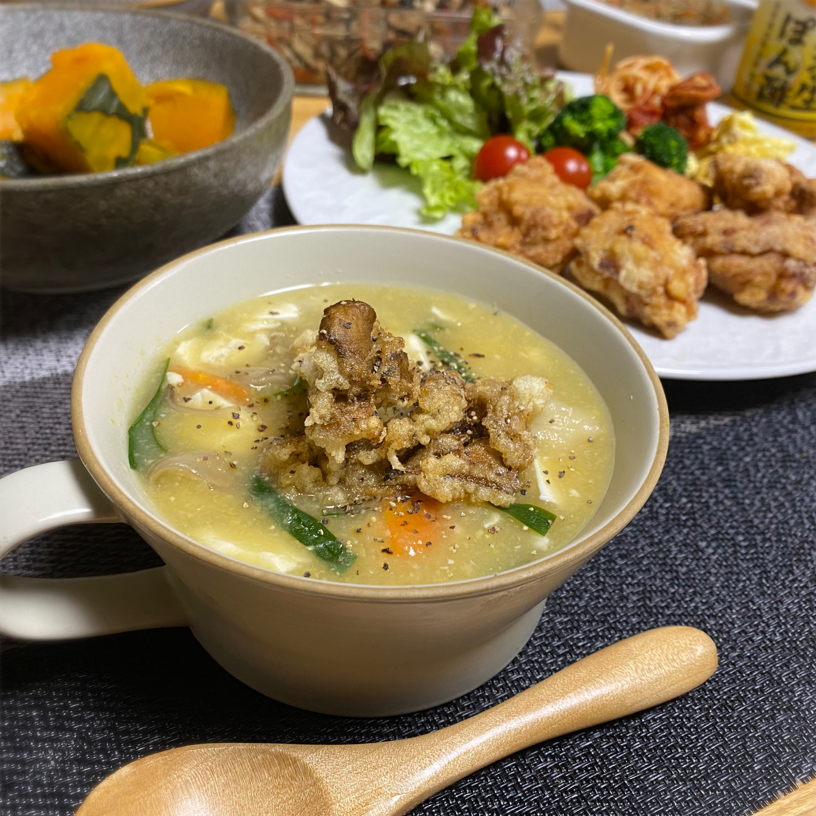 豆腐と舞茸のコーンスープ