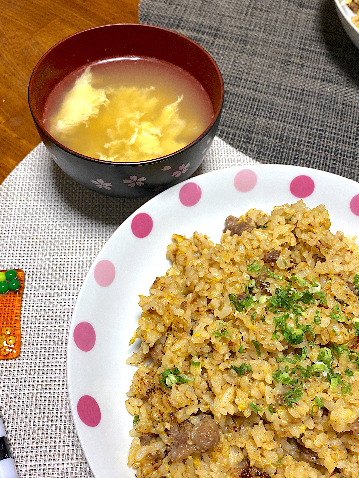 プルコギ炒飯、たまごスープ