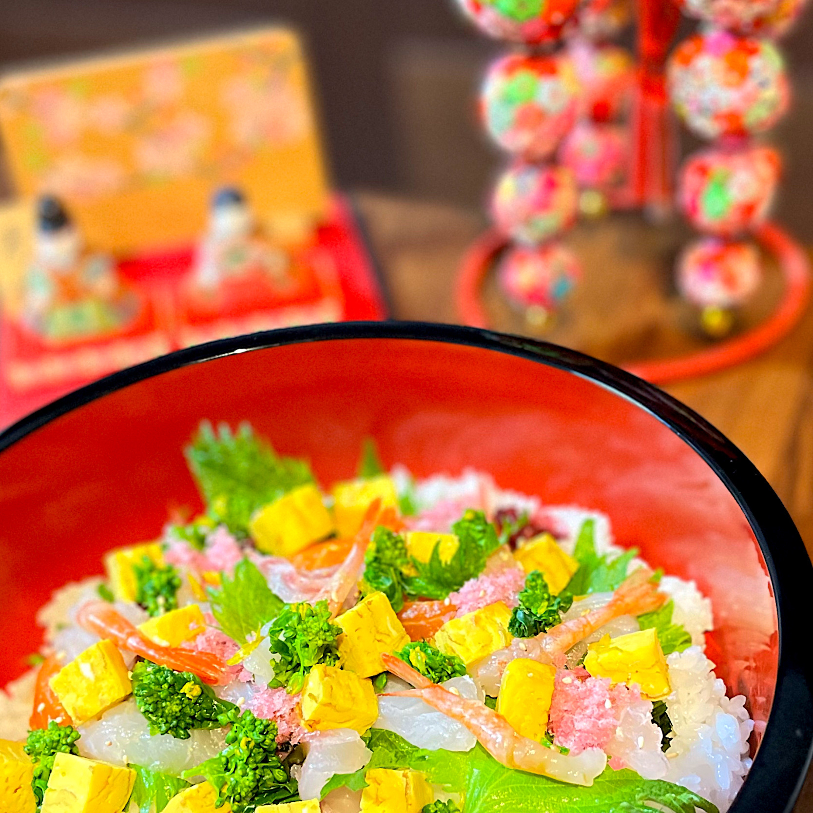 菜の花と海鮮の春色ちらし寿司🌸ひな祭り🎎