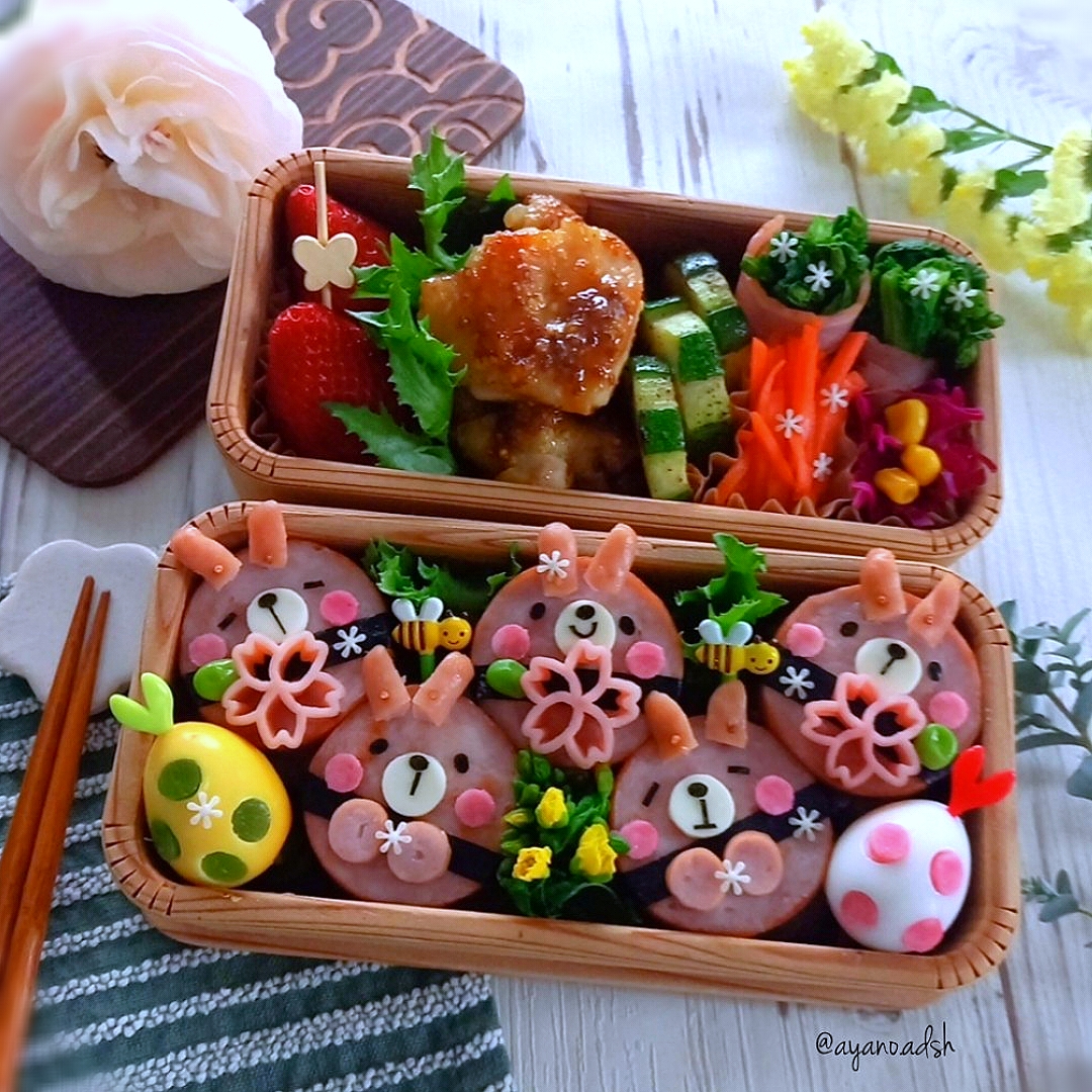 まんまるうさぎ🐰ソーセージおにぎり
🌱Happy Easter 弁当🌱