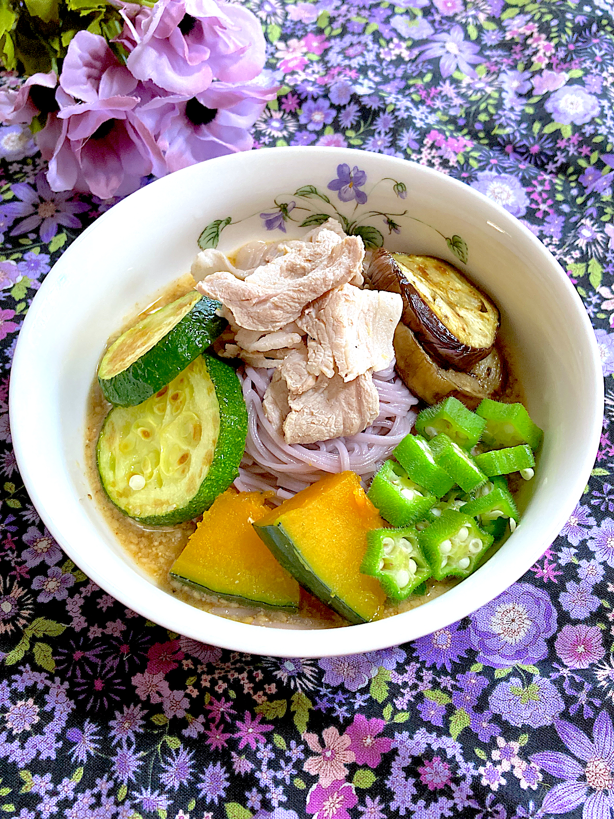 豚しゃぶのごまみそ素麺✨