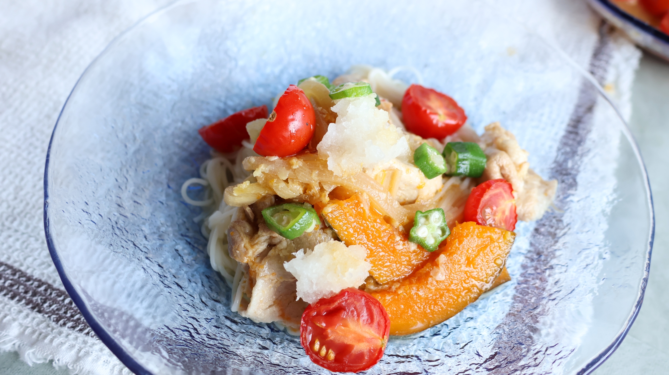 夏がギュッと！しゃぶしゃぶと夏野菜の焼き浸しおろしそうめん