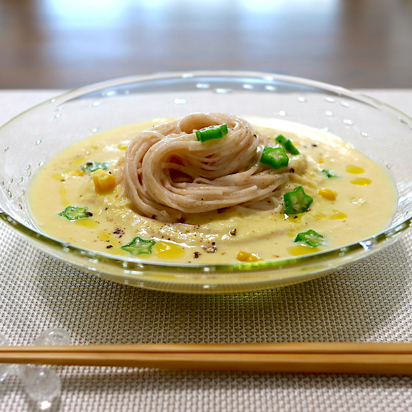 お出汁のコーンスープ素麺