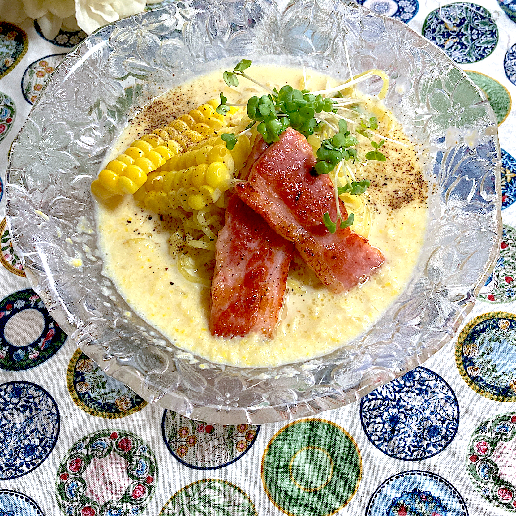 とうもろこしのポタージュラーメン🌽