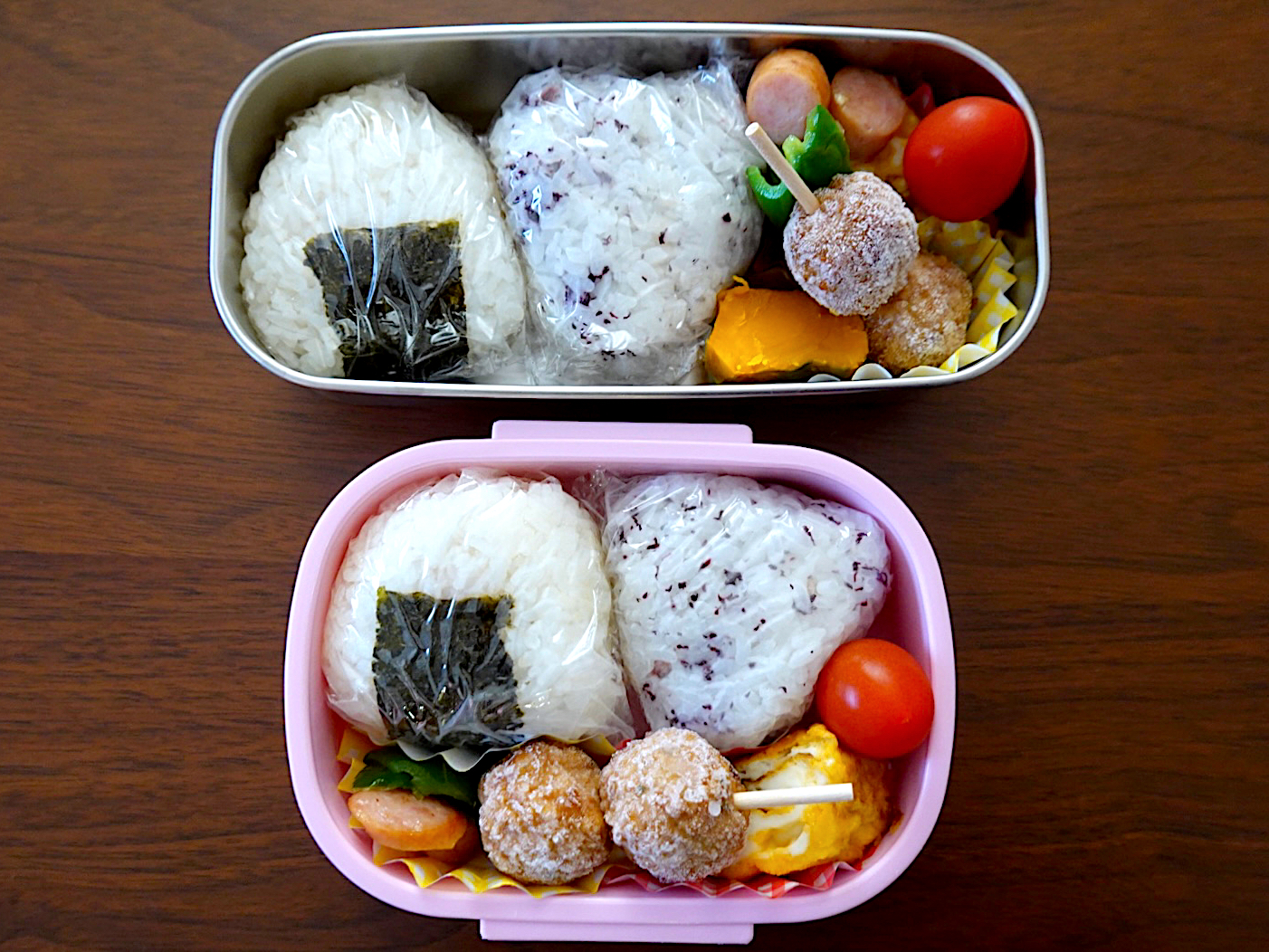 幼稚園、小学校お弁当🍙今朝は久しぶりにお弁当２つ、なんだか嬉しい😊…