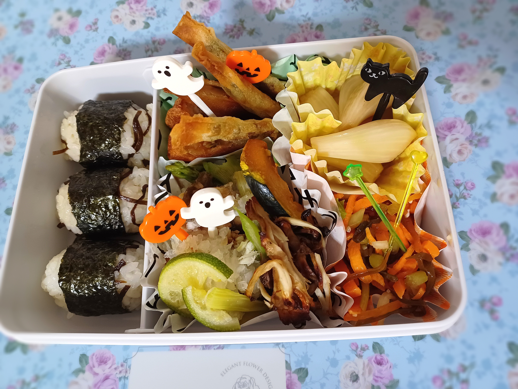 ピックでハロウィン弁当(ホッケバージョン☆⌒（＊＾∇゜）v)